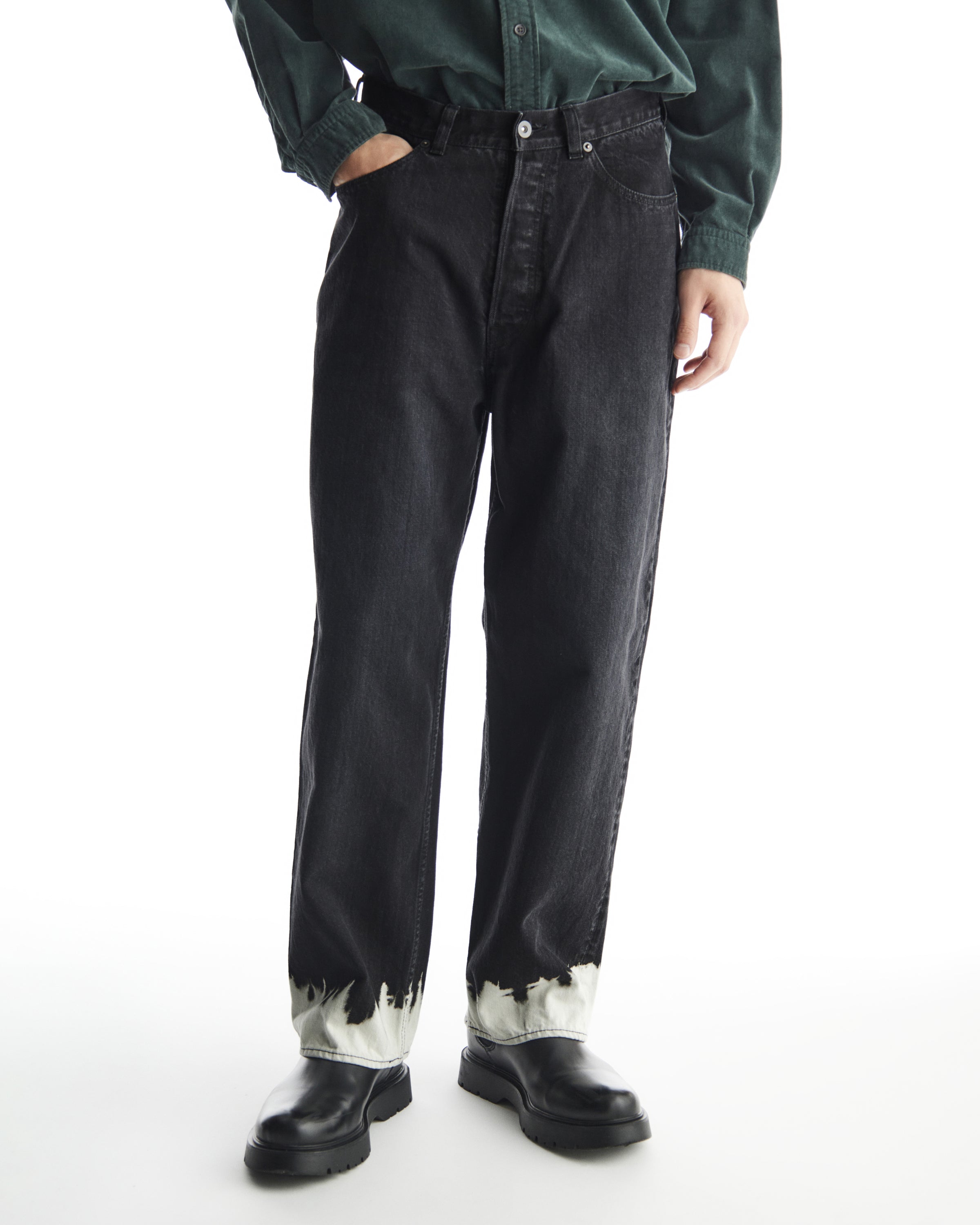 ORGANIC COTTON 12oz DENIM LOOSE STRAIGHT FIT JEANS, Black