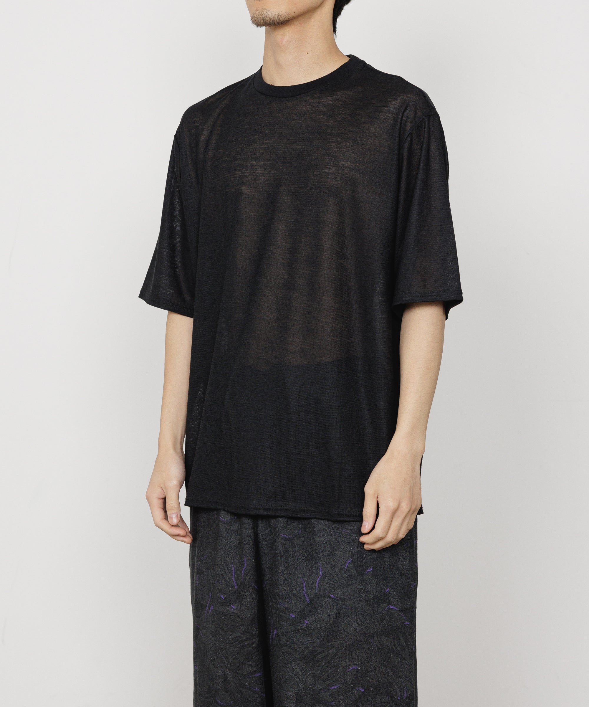 RAMIE KNIT CREW NECK TEE, Black