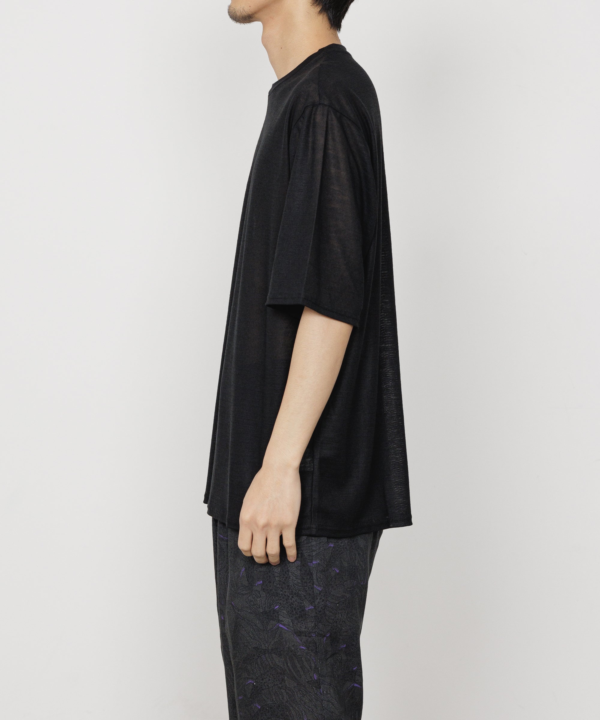 RAMIE KNIT CREW NECK TEE, Black
