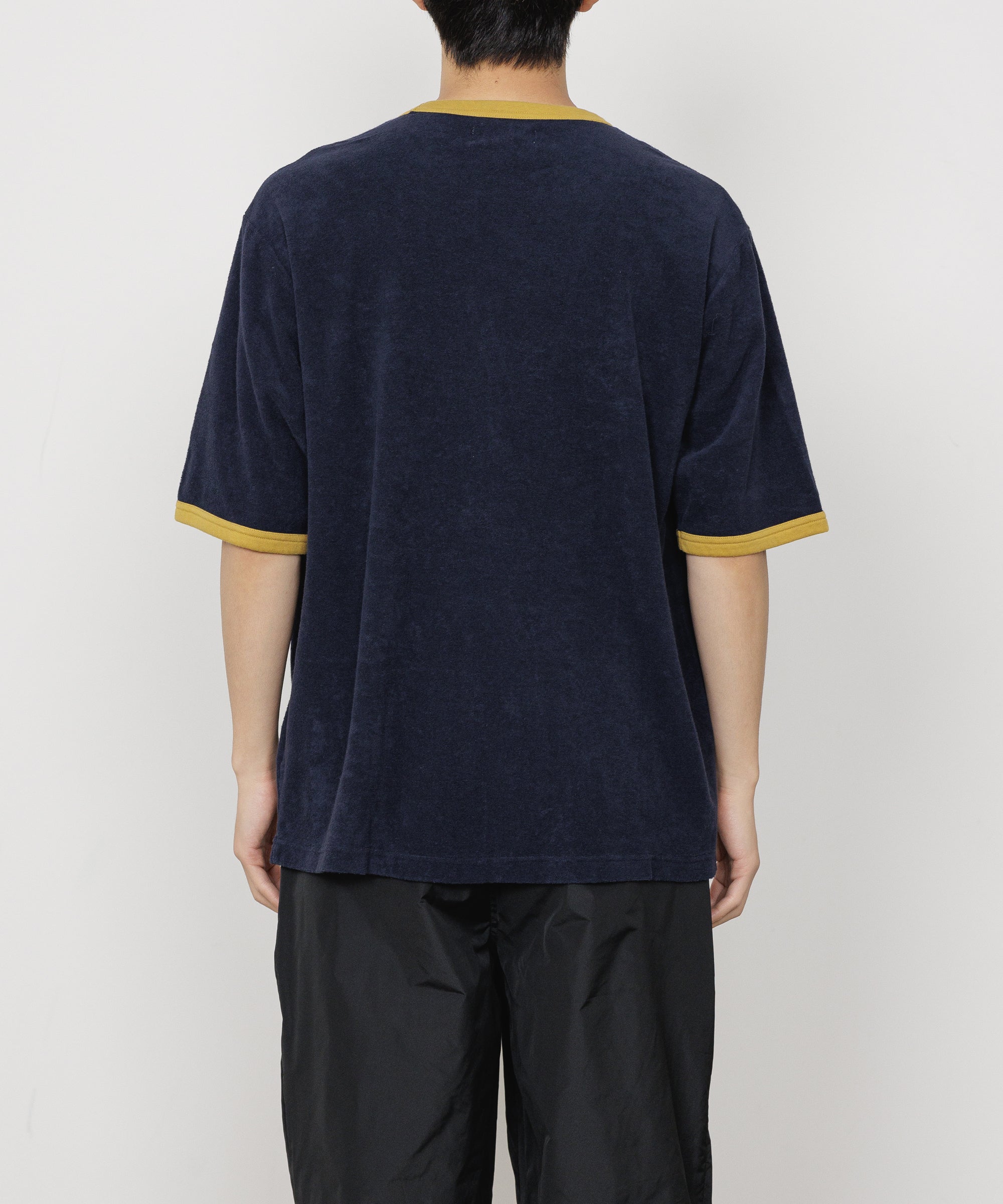 ORGANIC COTTON PILE RINGER PILE TEE, Navy