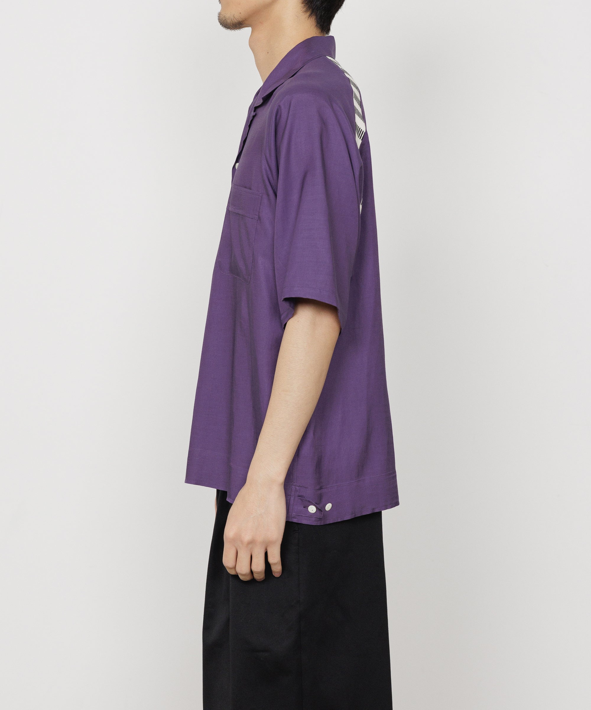 CUPRO×ORGANIC COTTON VIYELLA BOWLING SHIRT, Purple