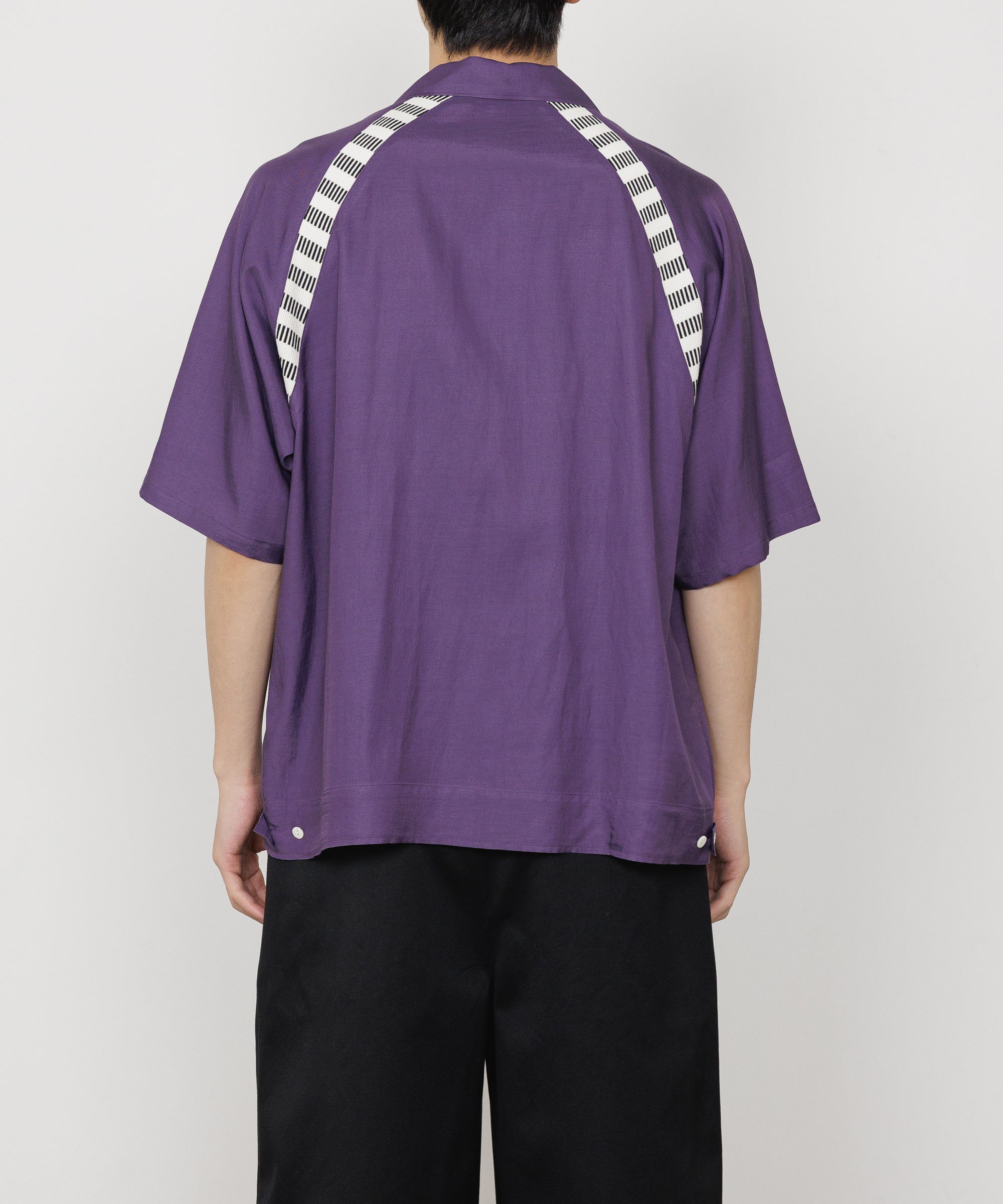 CUPRO×ORGANIC COTTON VIYELLA BOWLING SHIRT, Purple