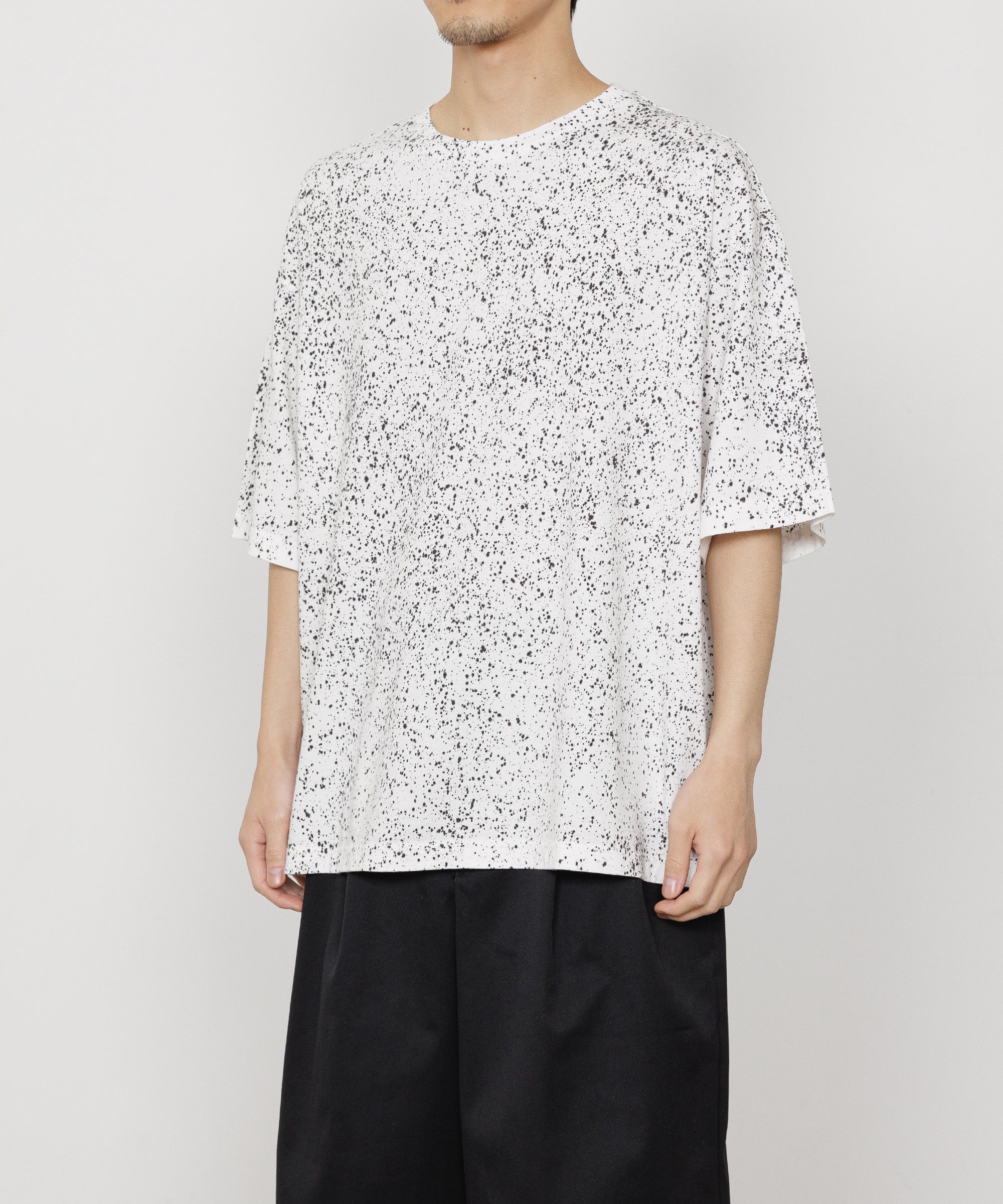 30/1 ORGANIC COTTON KNIT LOOSE FIT SPLASH TEE, White