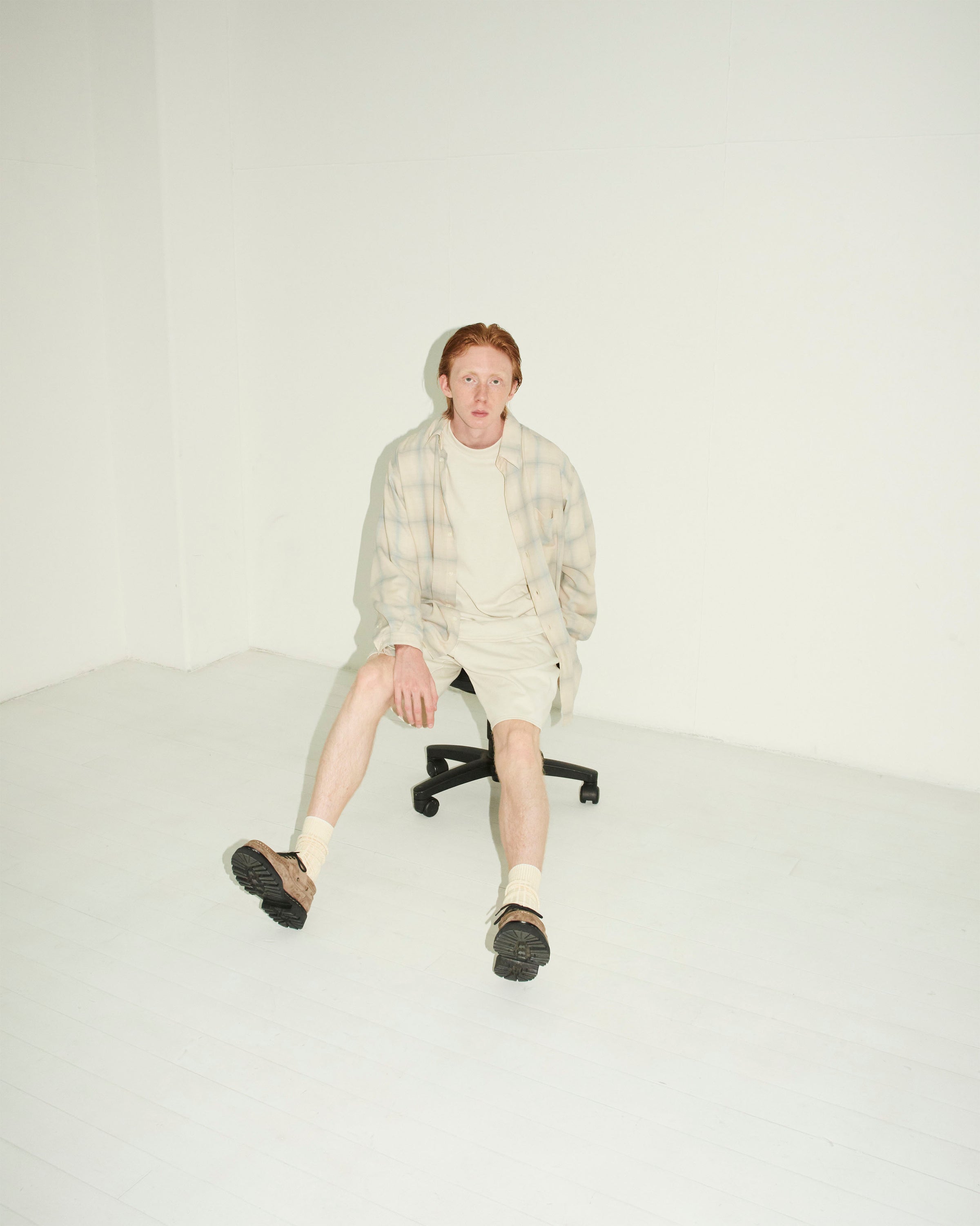 20//1 RECYCLE SUVIN ORGANIC COTTON KNIT EASY SHORTS, Off White