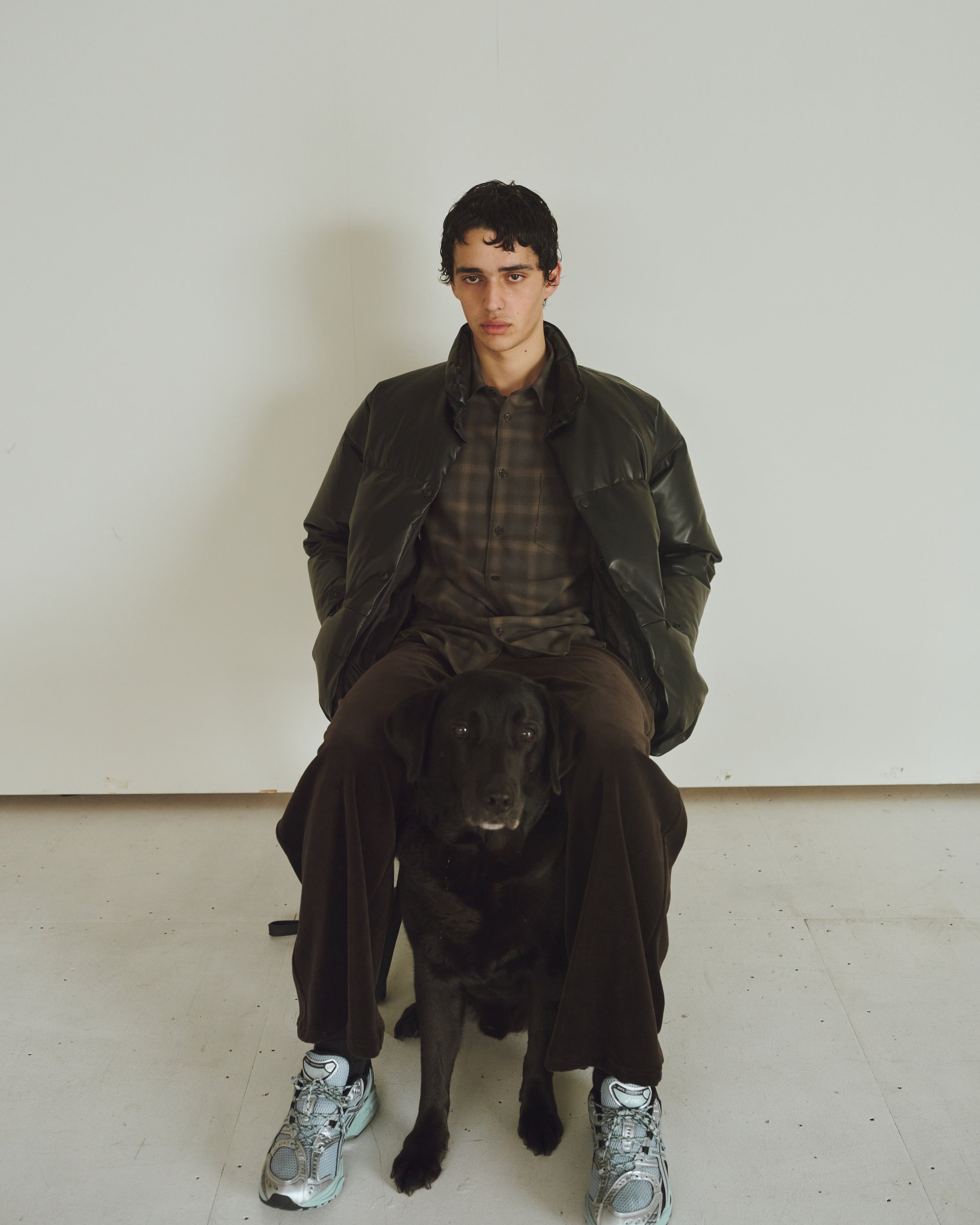 シープレザー / レザーダウンジャケット, Black