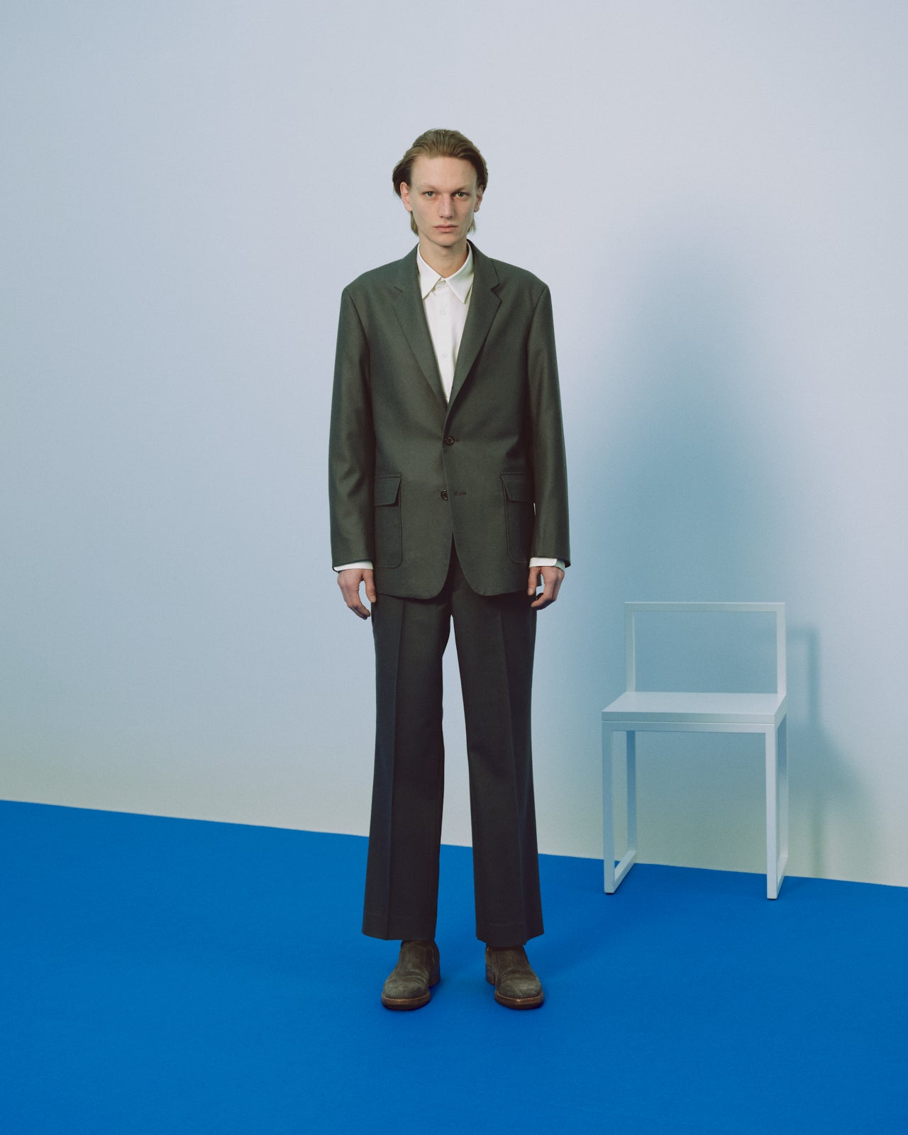 2/80 ORGANIC WOOL FLANNEL BLAZER, Forest Gray