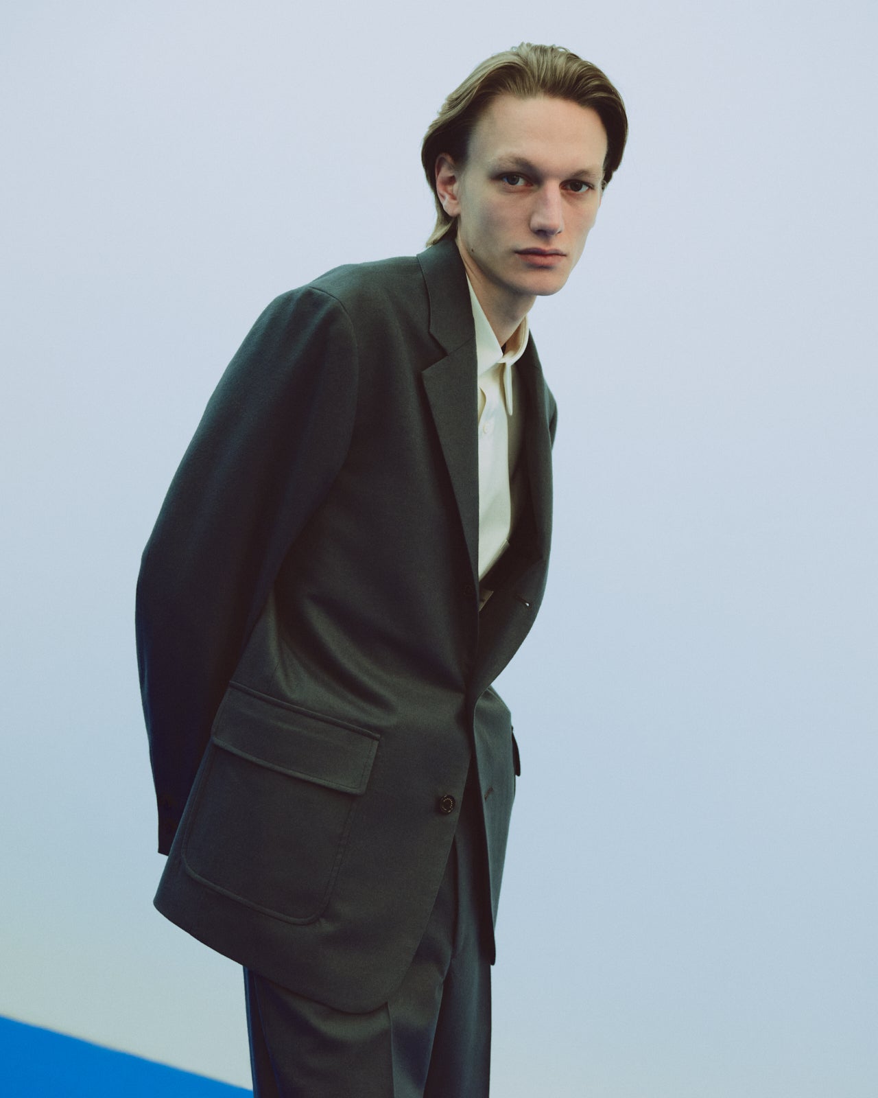 2/80 ORGANIC WOOL FLANNEL BLAZER, Forest Gray