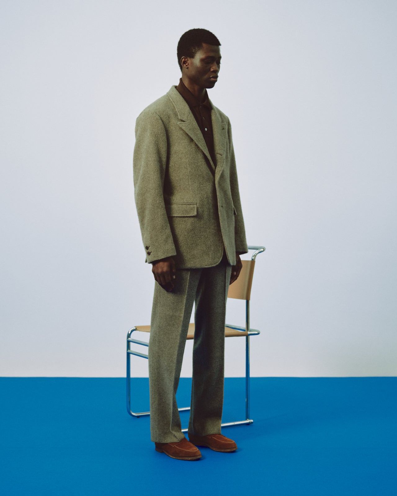 スーパー160'sウール 防縮天竺 / ロングスリーブポロ, Olive Drab