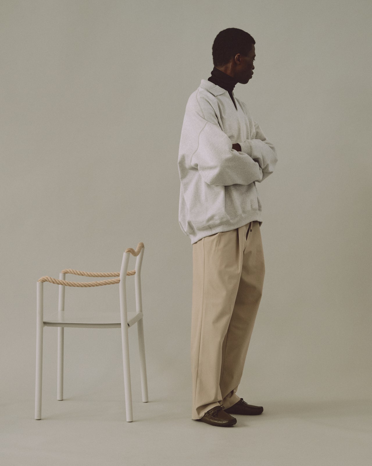 スーパー160'sウール 防縮天竺 / ロングスリーブタートルネック, Black