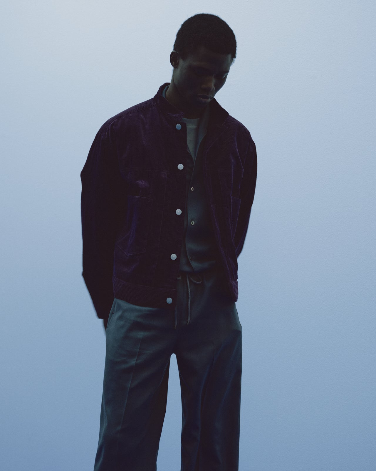 2/80 オーガニックウールヴィエラ / イタリアンオープンカラーシャツ, Forest Gray