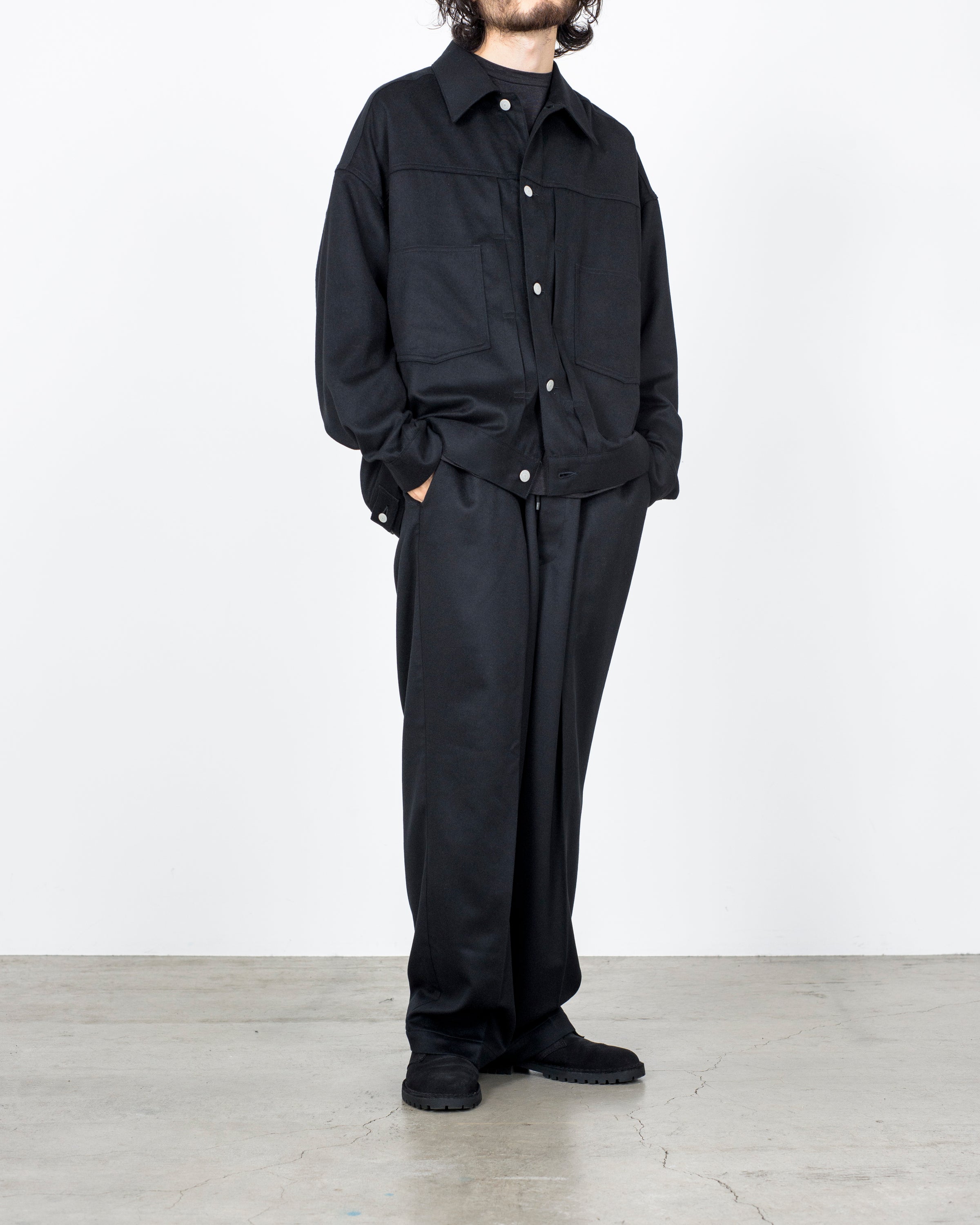 CASHMERE FLANNEL MINER JACKET ,Black