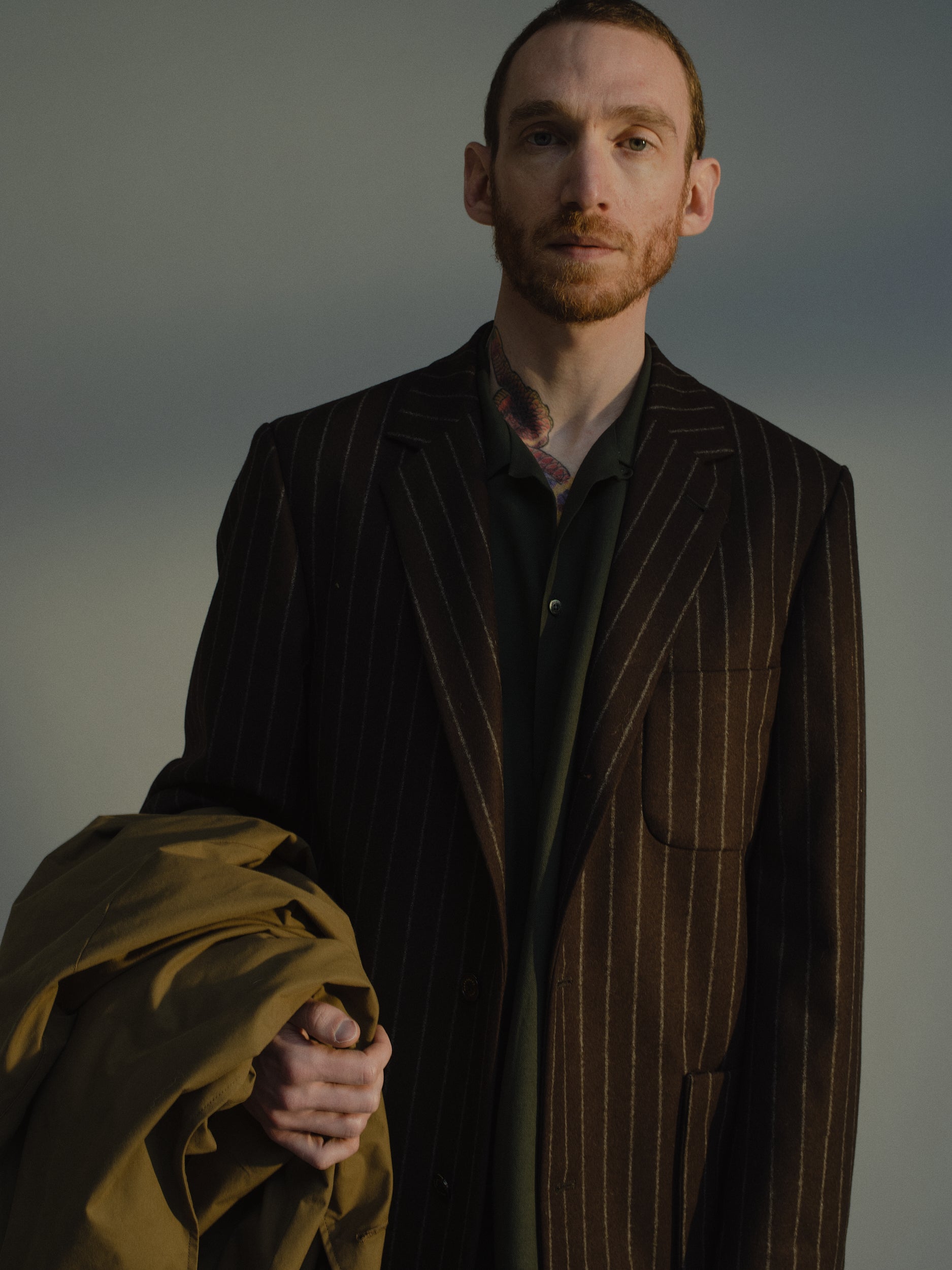 ORGANIC WOOL FLANNEL SPORT COAT, Brown Stripe