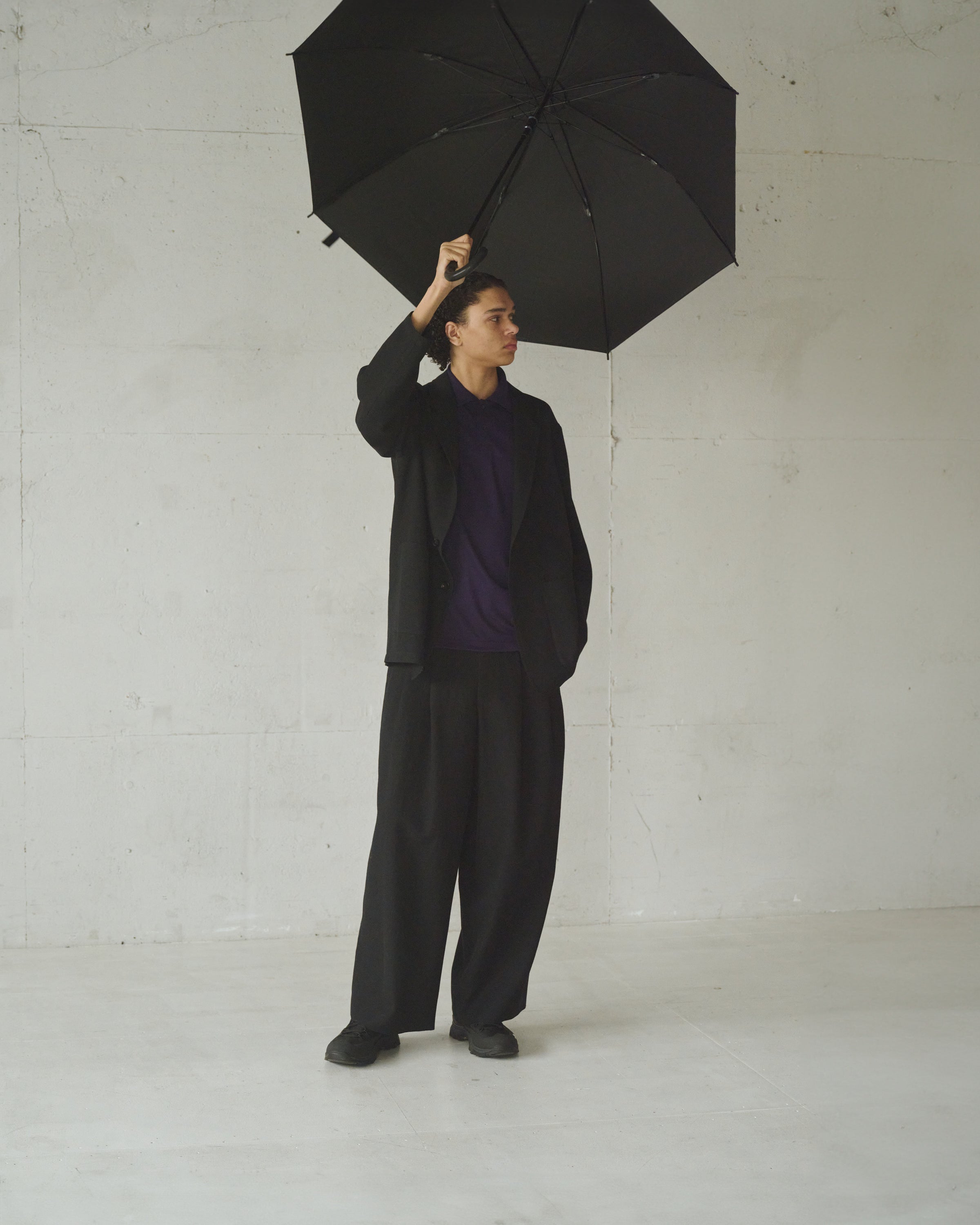 ウールサージ ワッシャータンブラー / ストロールアラウンドジャケット, Chambray Black