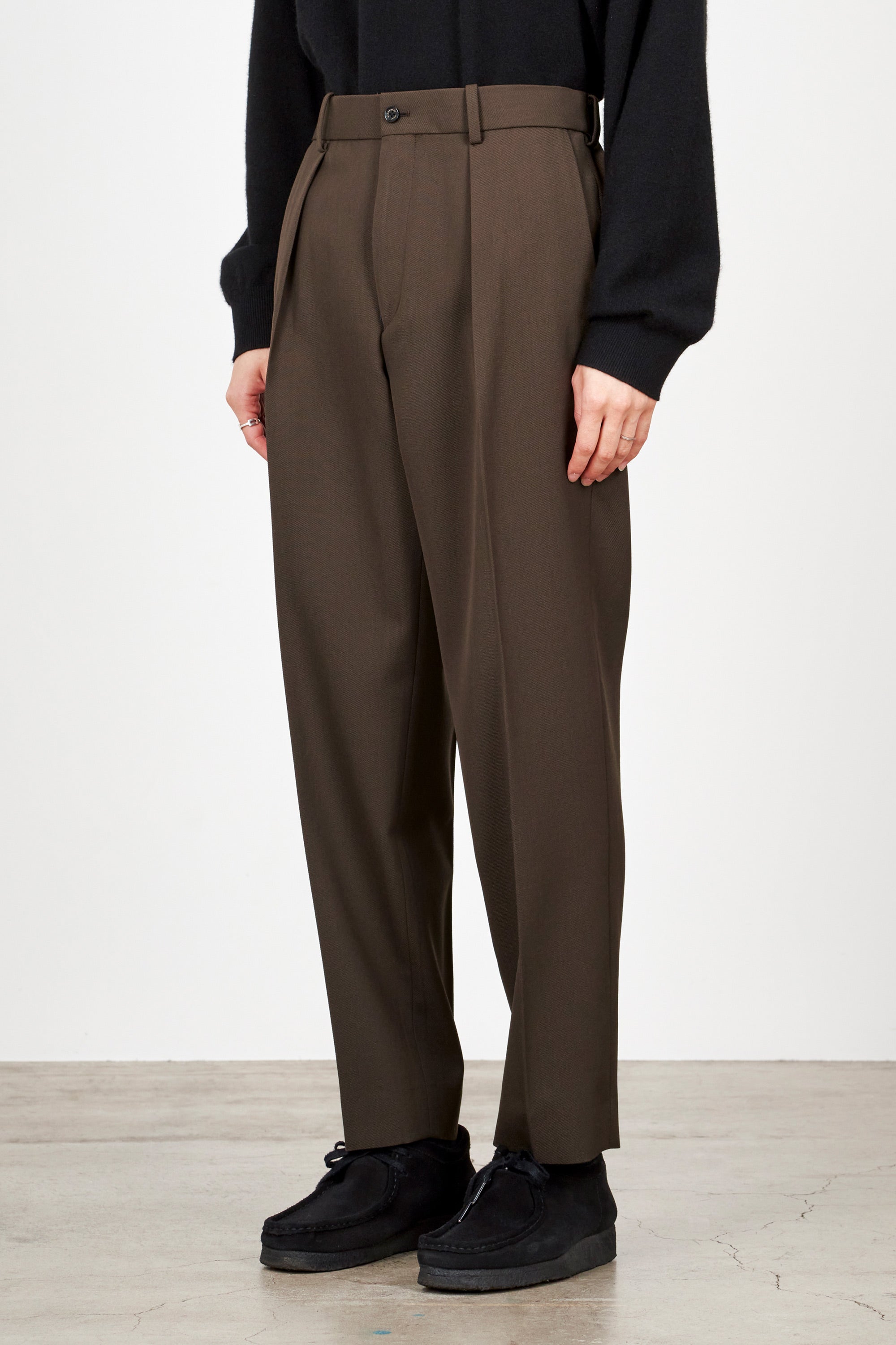ORGANIC WOOL SURVIVAL CLOTH PEGTOP TROUSERS, Brown Khaki
