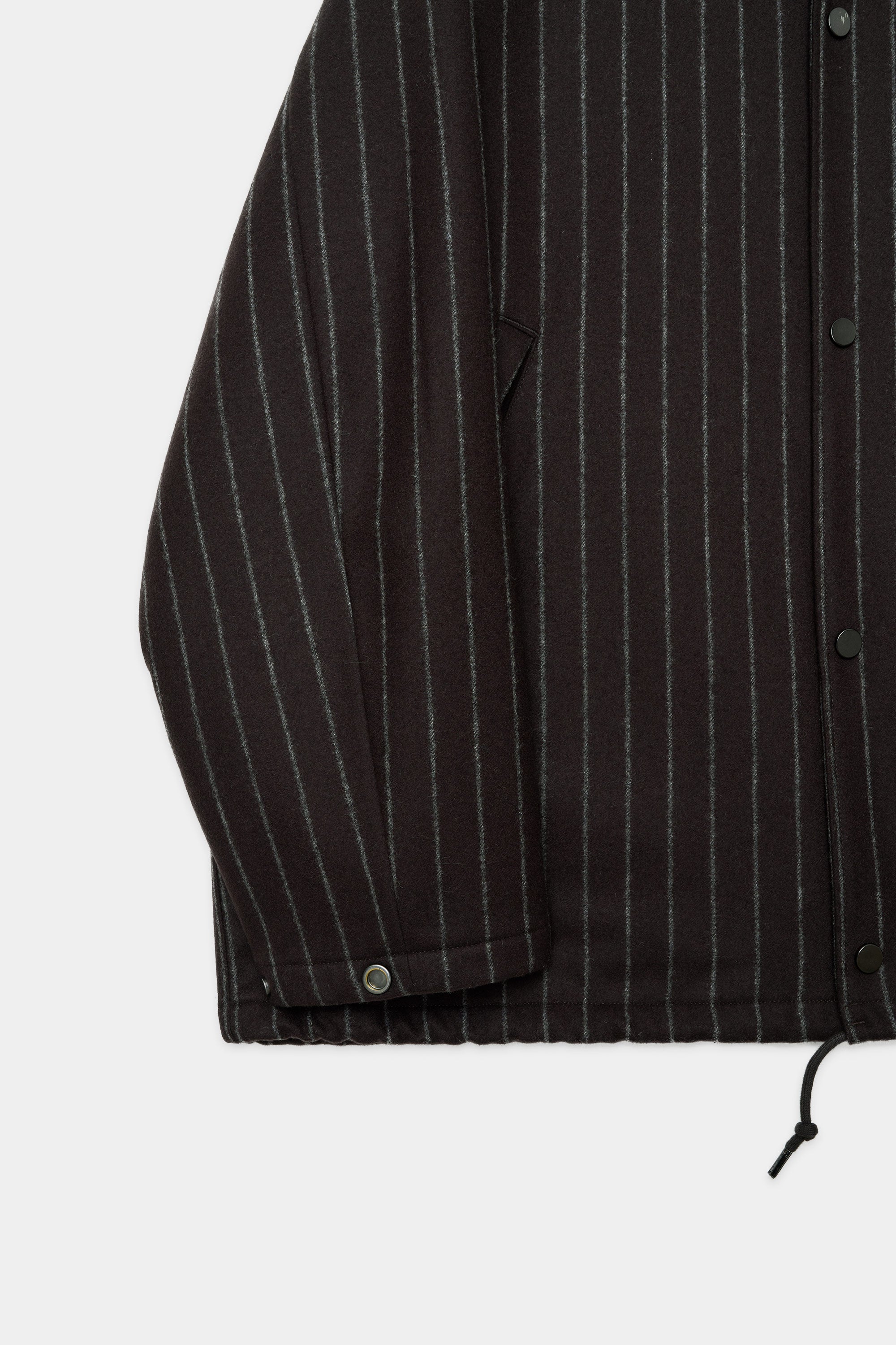 ORGANIC WOOL FLANNEL COACH JACKET, Brown Stripe