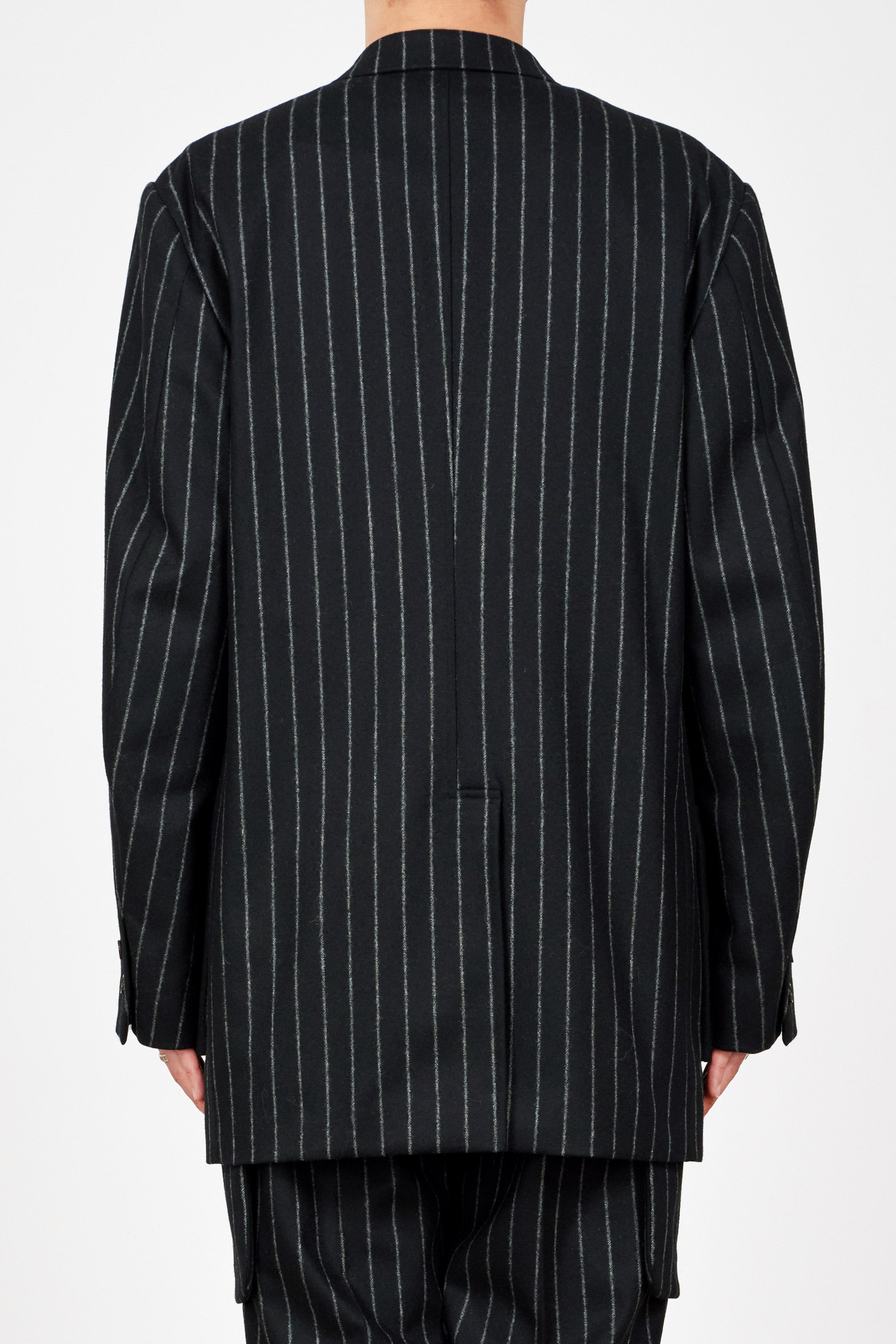 ORGANIC WOOL FLANNEL SPORT COAT, Black Stripe