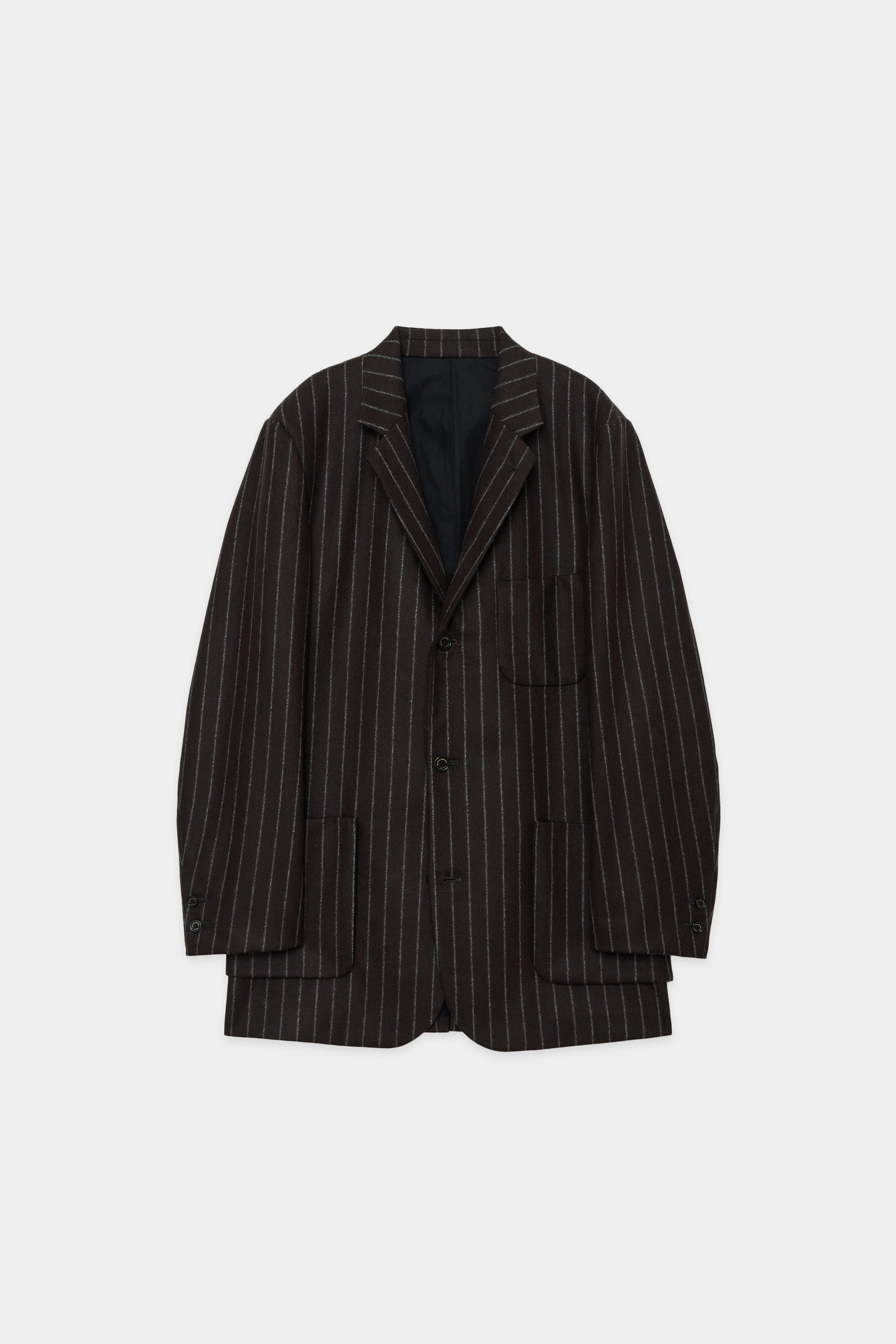 ORGANIC WOOL FLANNEL SPORT COAT, Brown Stripe