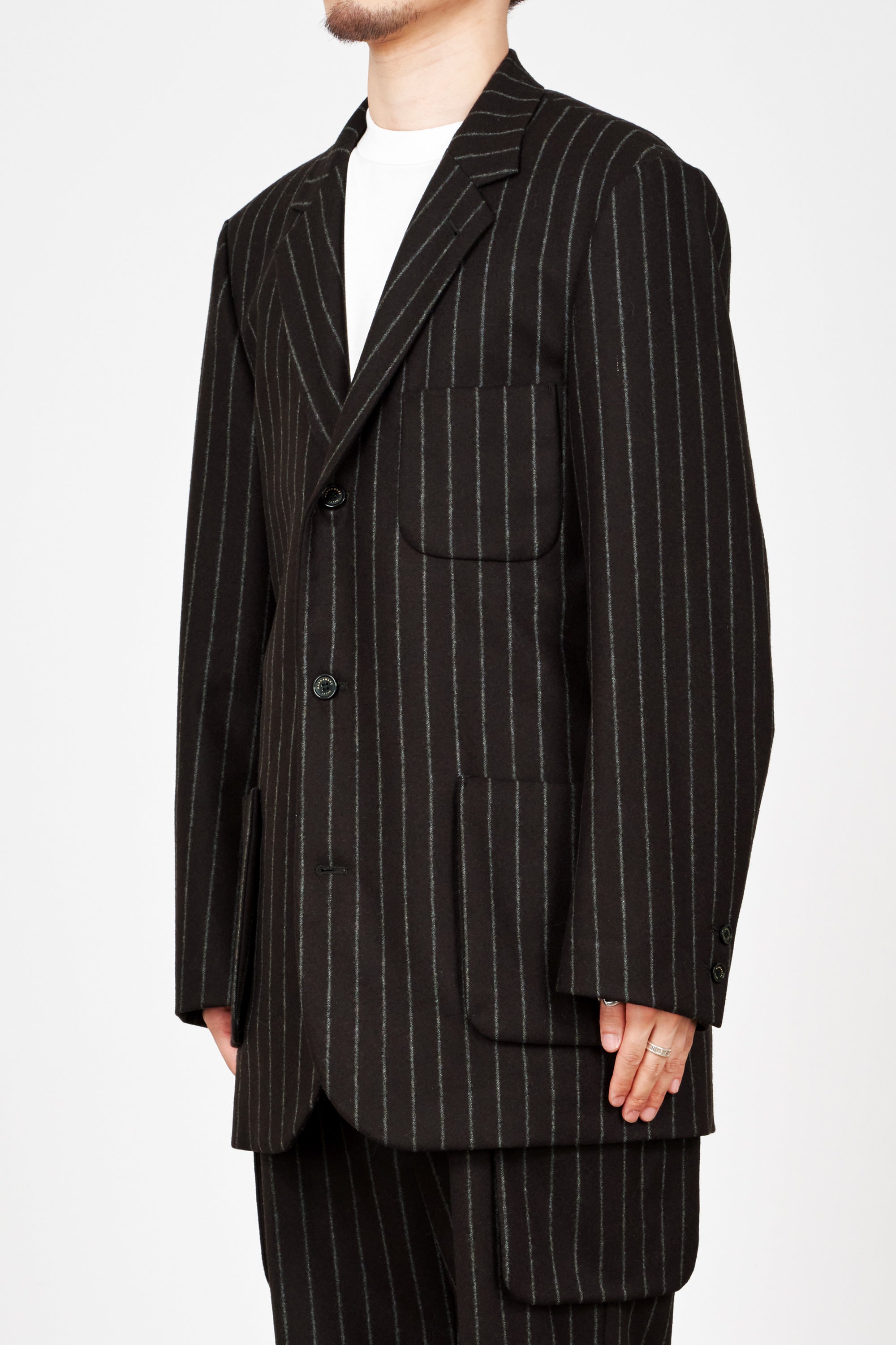 ORGANIC WOOL FLANNEL SPORT COAT, Brown Stripe