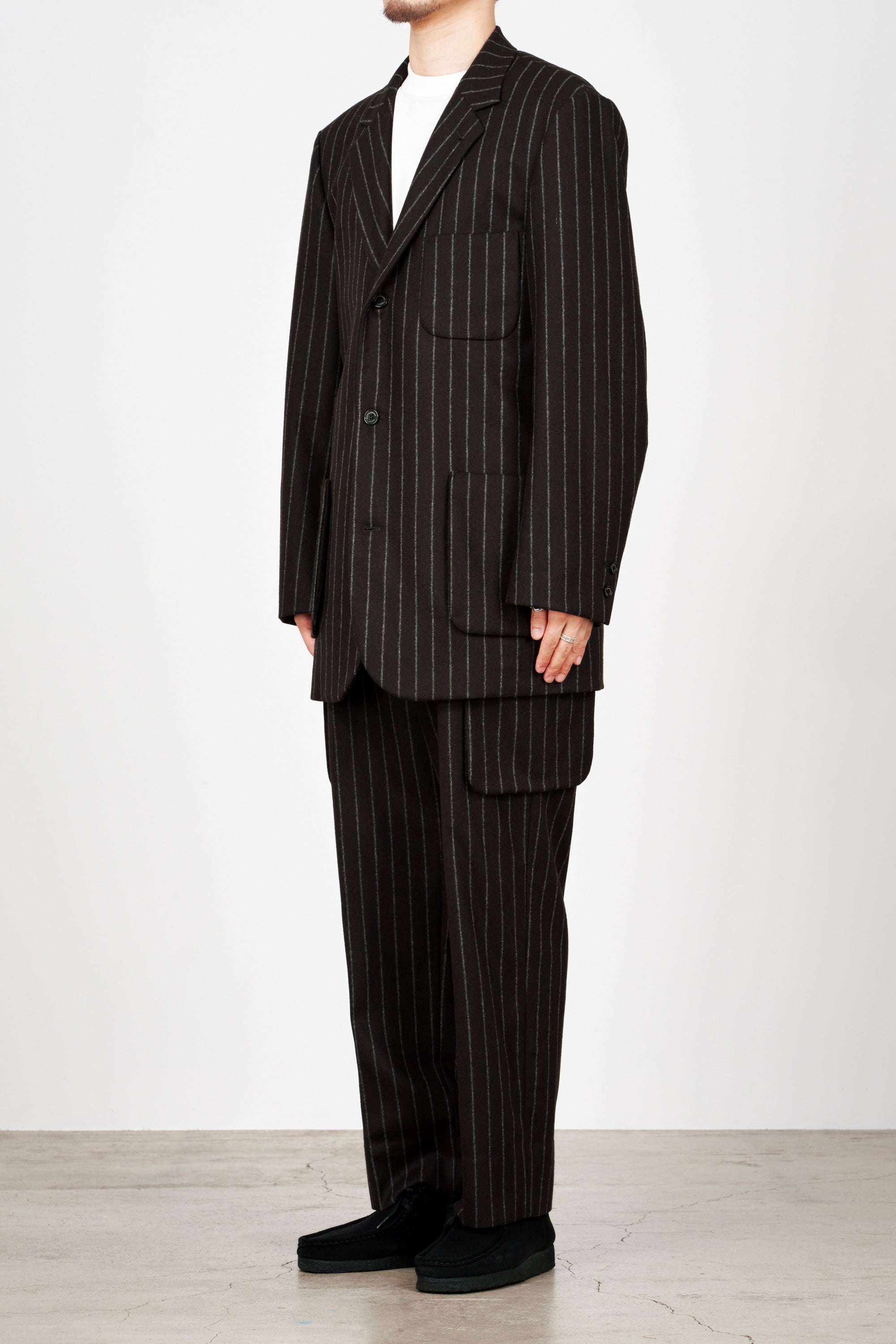 ORGANIC WOOL FLANNEL SPORT COAT, Brown Stripe