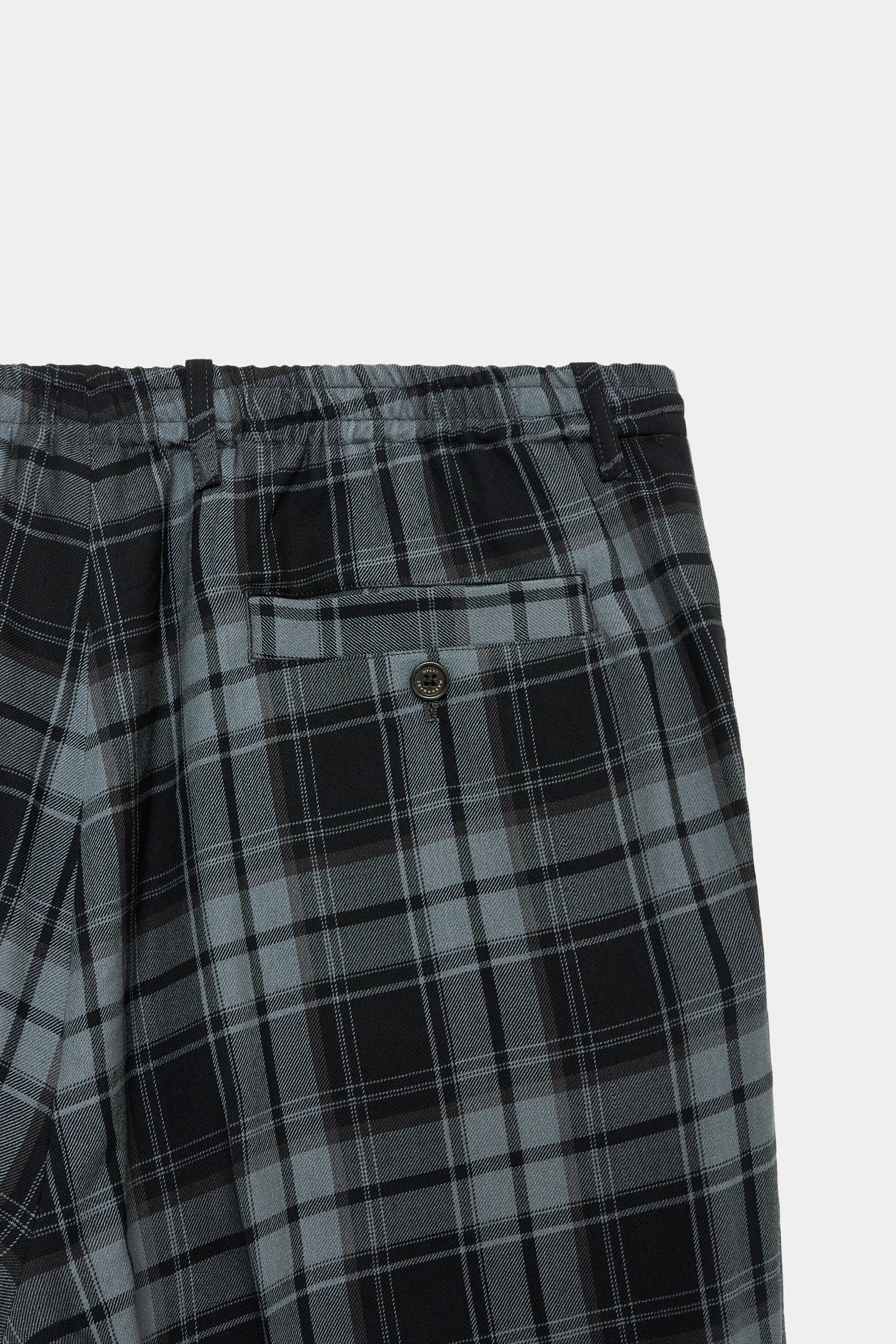 2/72 ORGANIC WOOL CHECK VIYELLA FLAT FRONT EASY TROUSERS, Blue Check