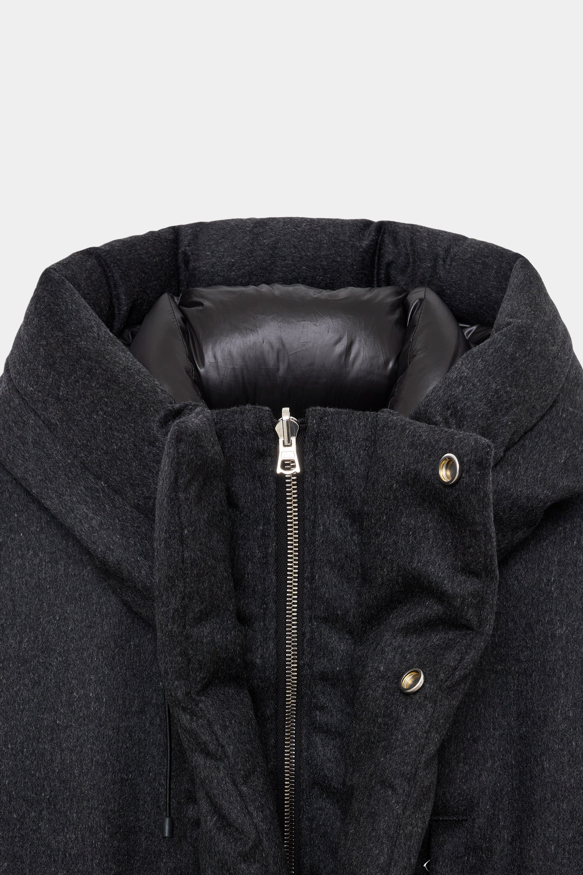 CASHMERE FLANNEL CASHMERE DOWN JACKET, Charcoal