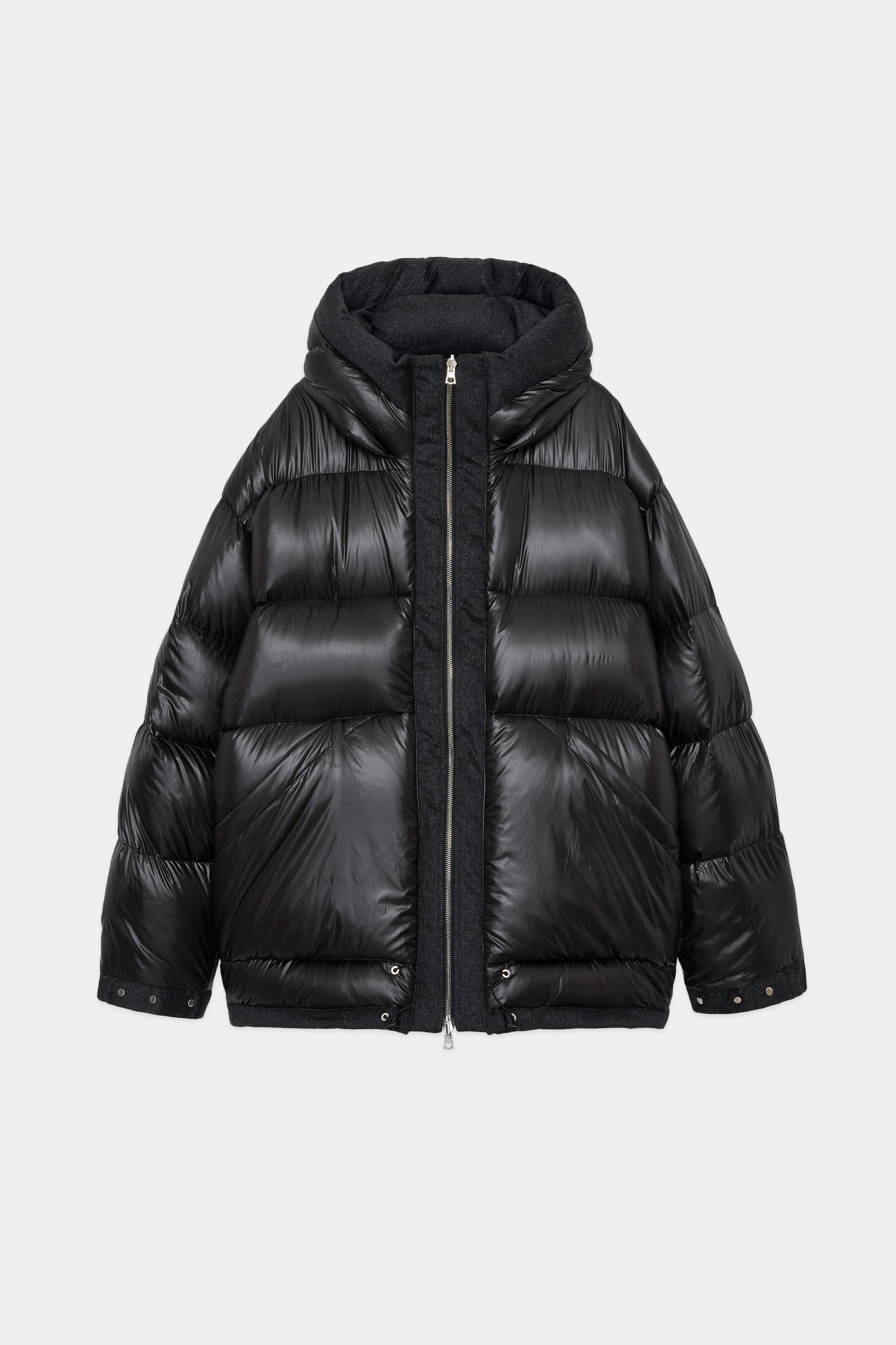 CASHMERE FLANNEL CASHMERE DOWN JACKET, Charcoal