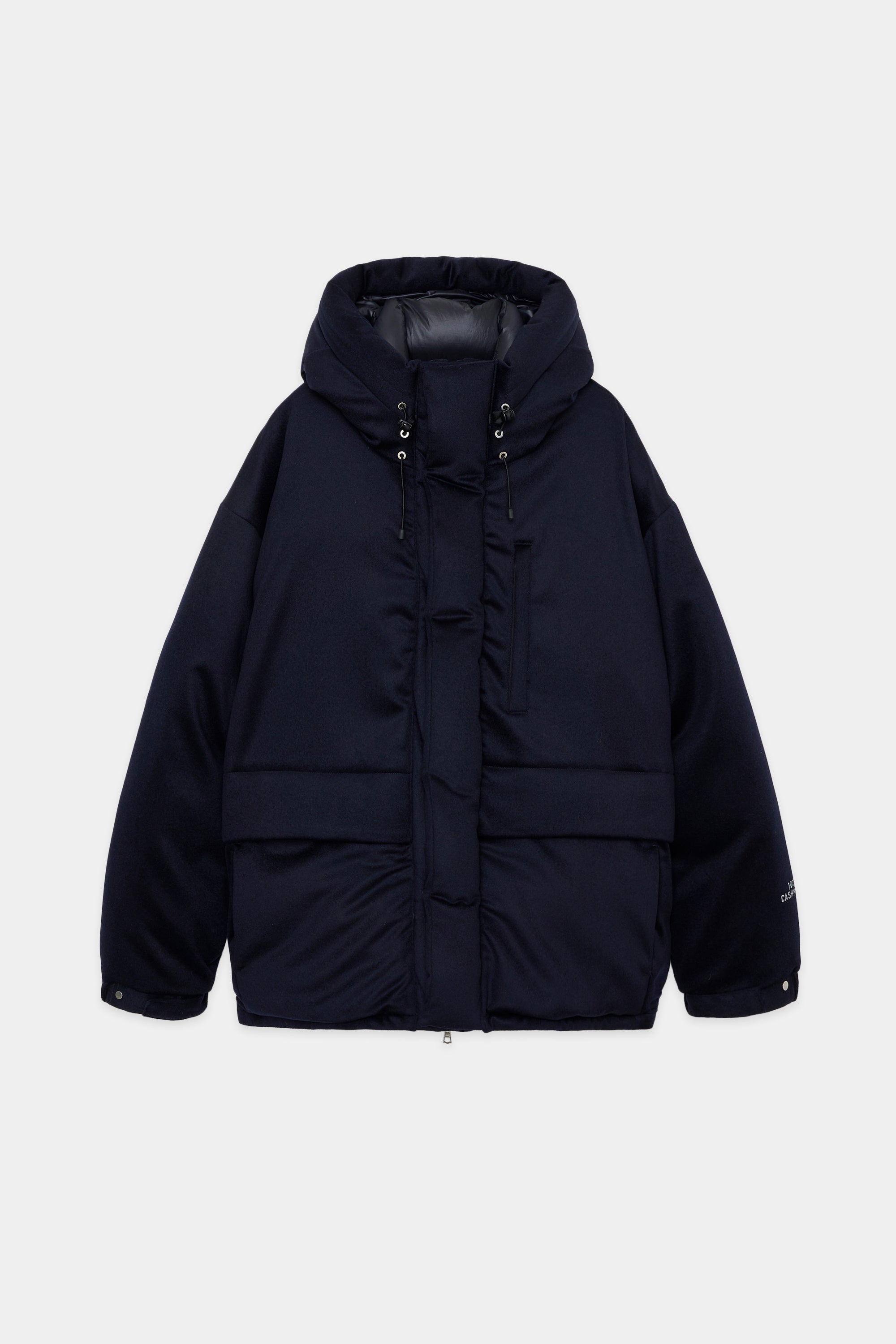 CASHMERE FLANNEL CASHMERE DOWN JACKET, Navy