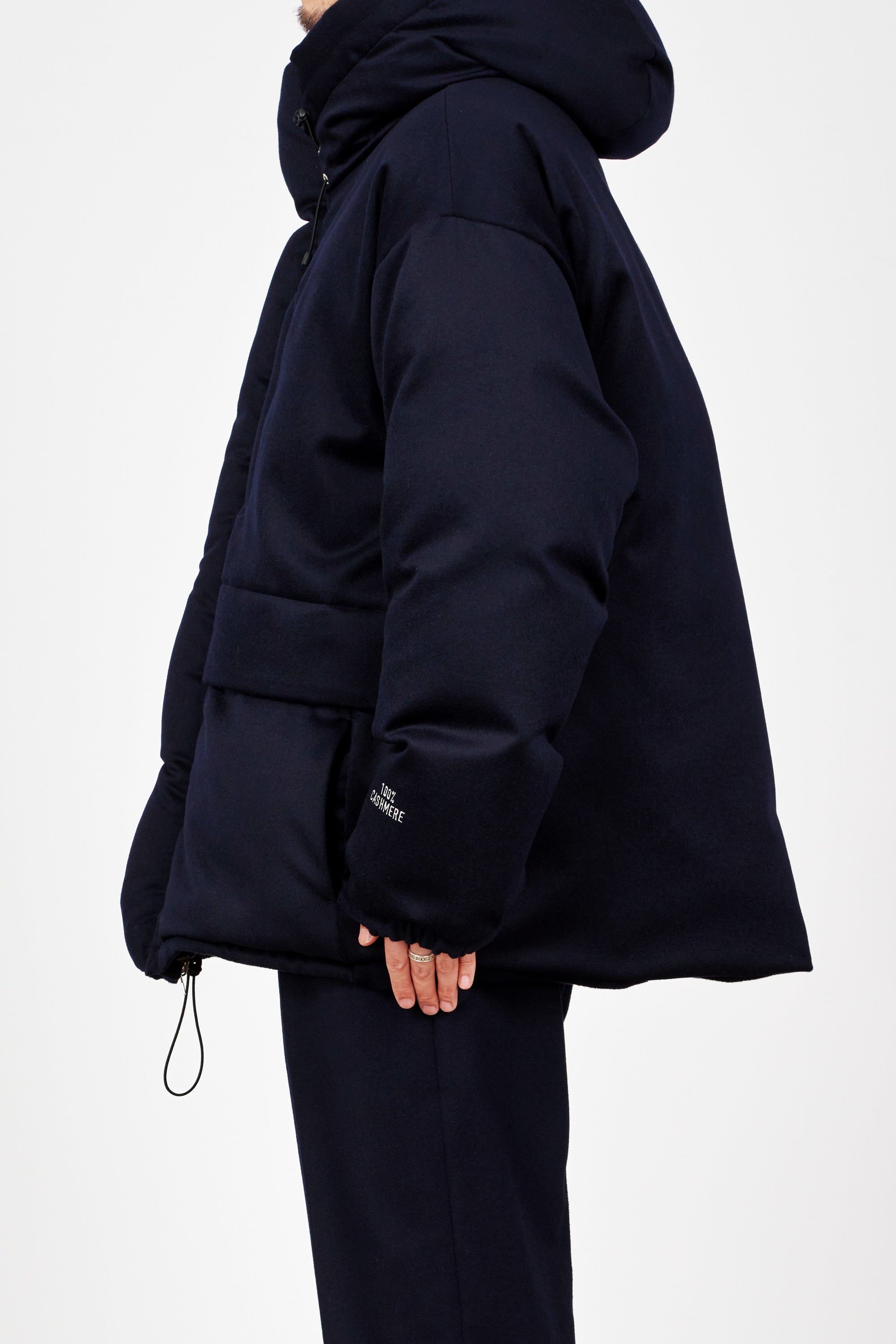 CASHMERE FLANNEL CASHMERE DOWN JACKET, Navy