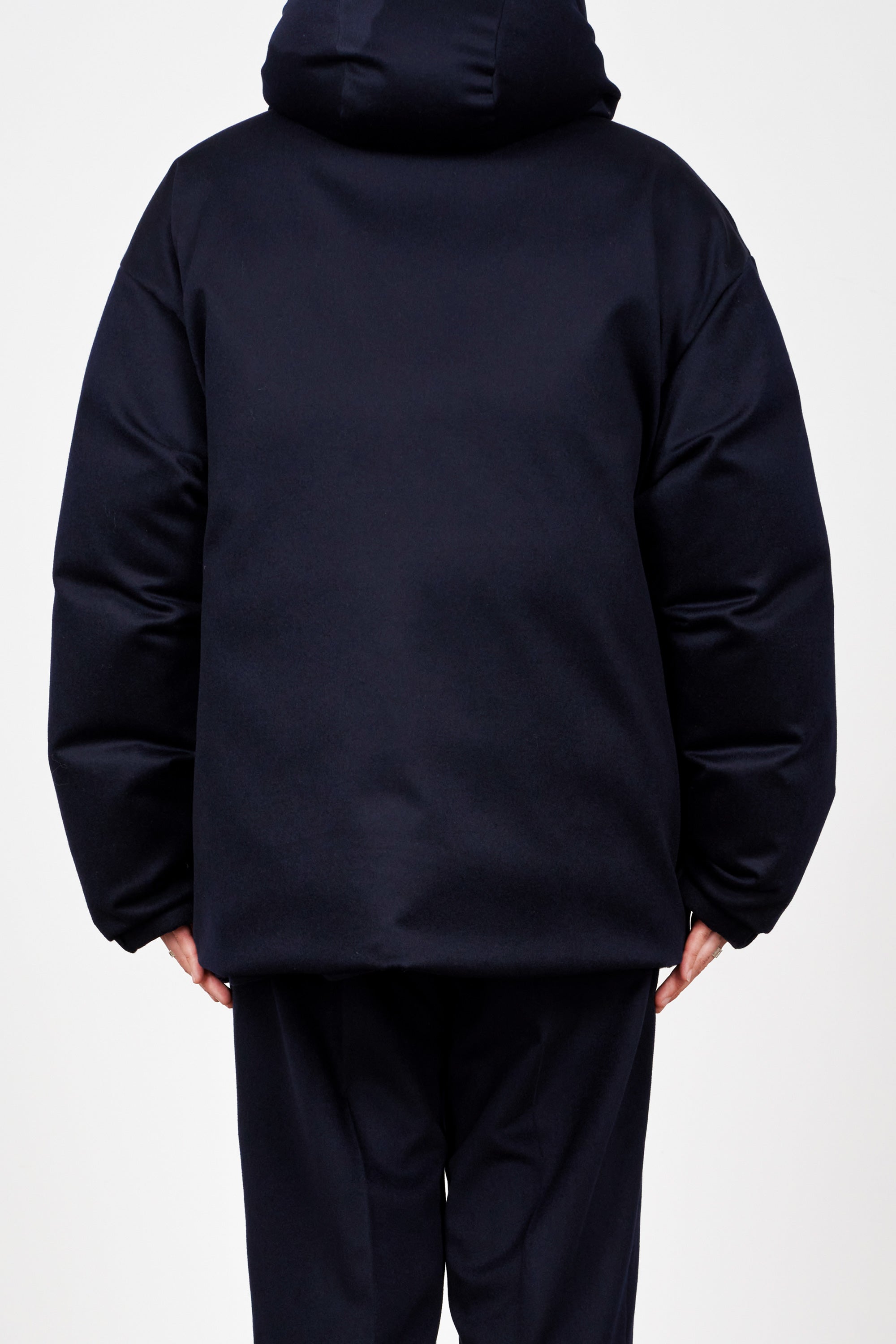 CASHMERE FLANNEL CASHMERE DOWN JACKET, Navy