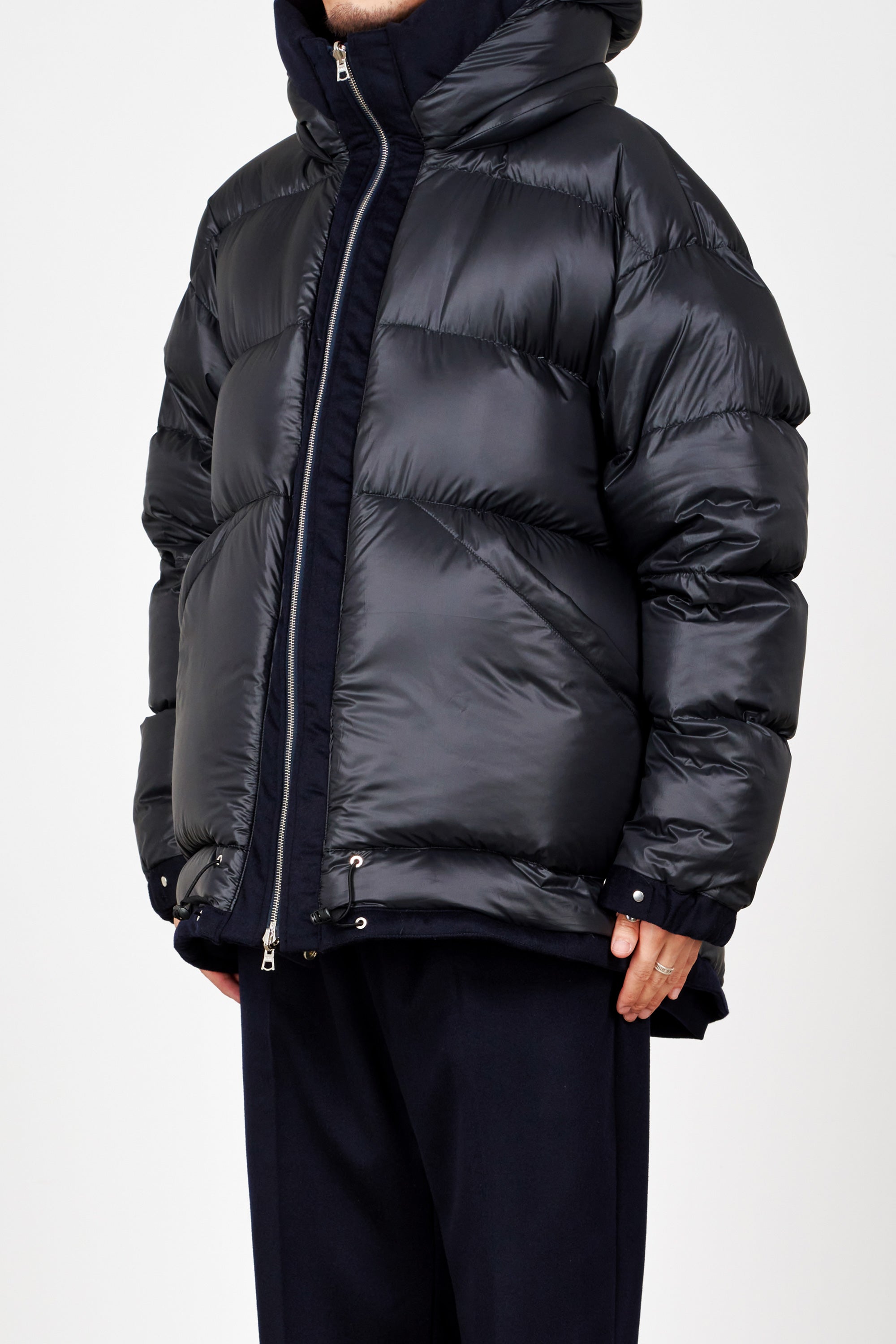 CASHMERE FLANNEL CASHMERE DOWN JACKET, Navy