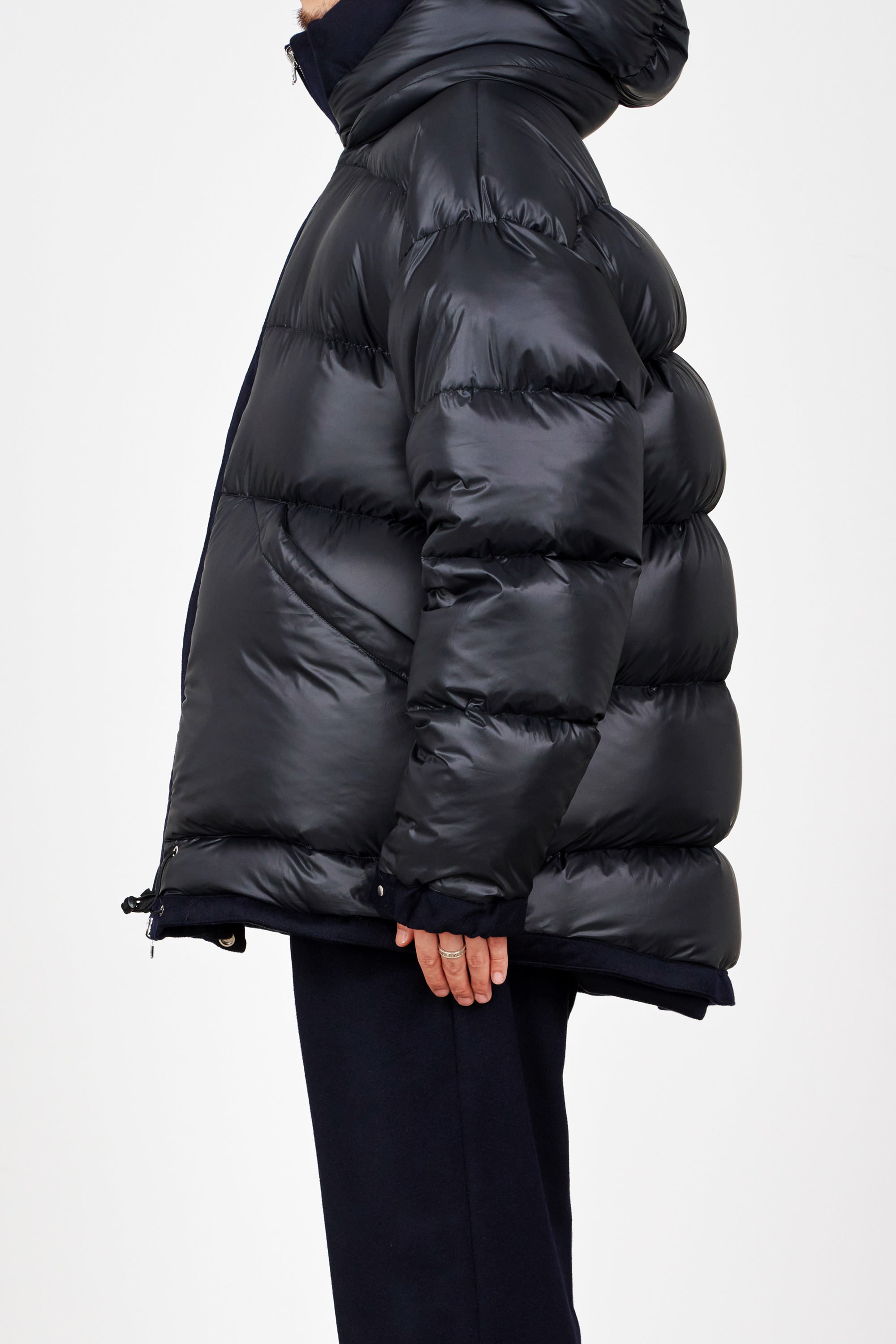 CASHMERE FLANNEL CASHMERE DOWN JACKET, Navy