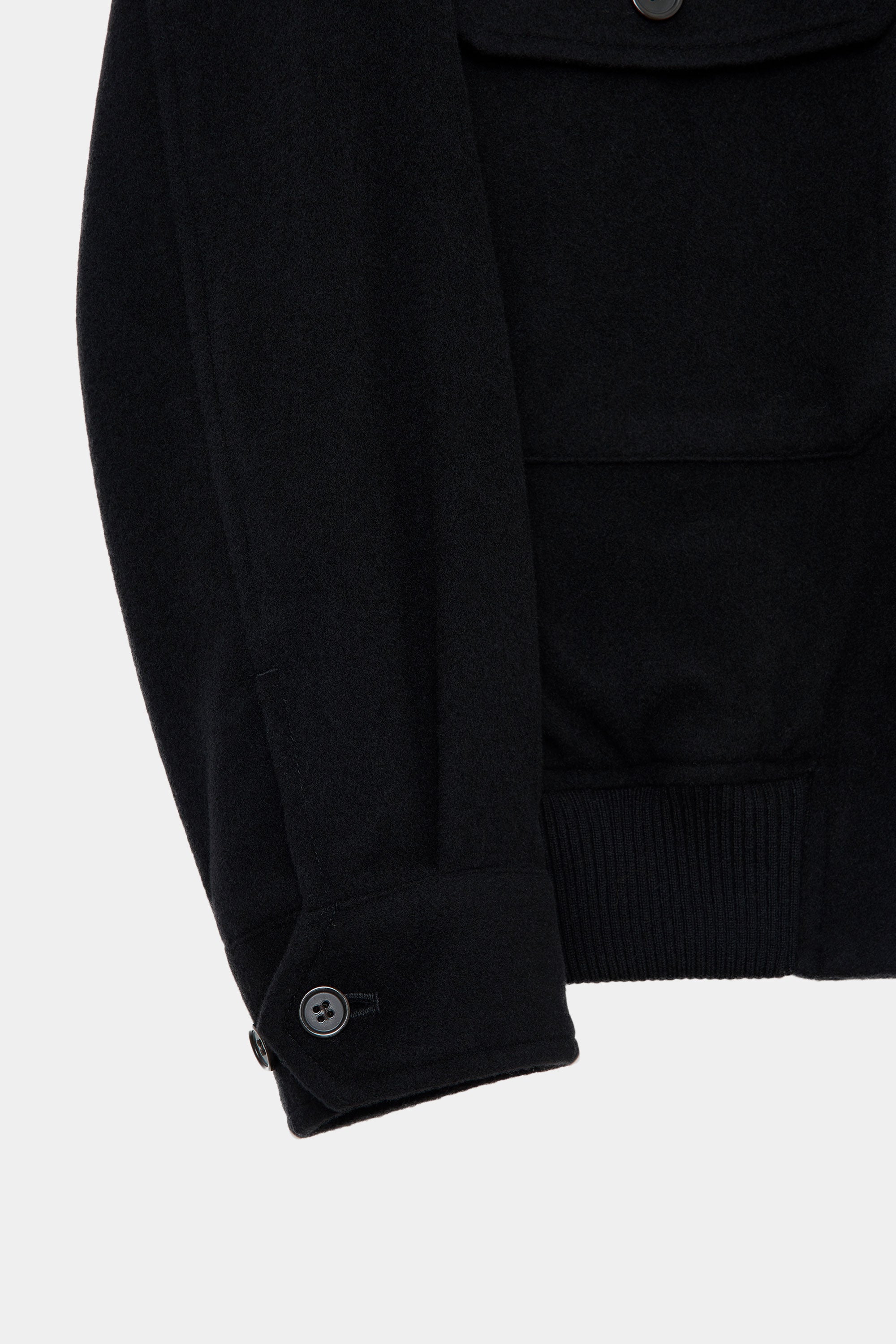 CASHMERE FLANNEL CASHMERE WORK JACKET, Black