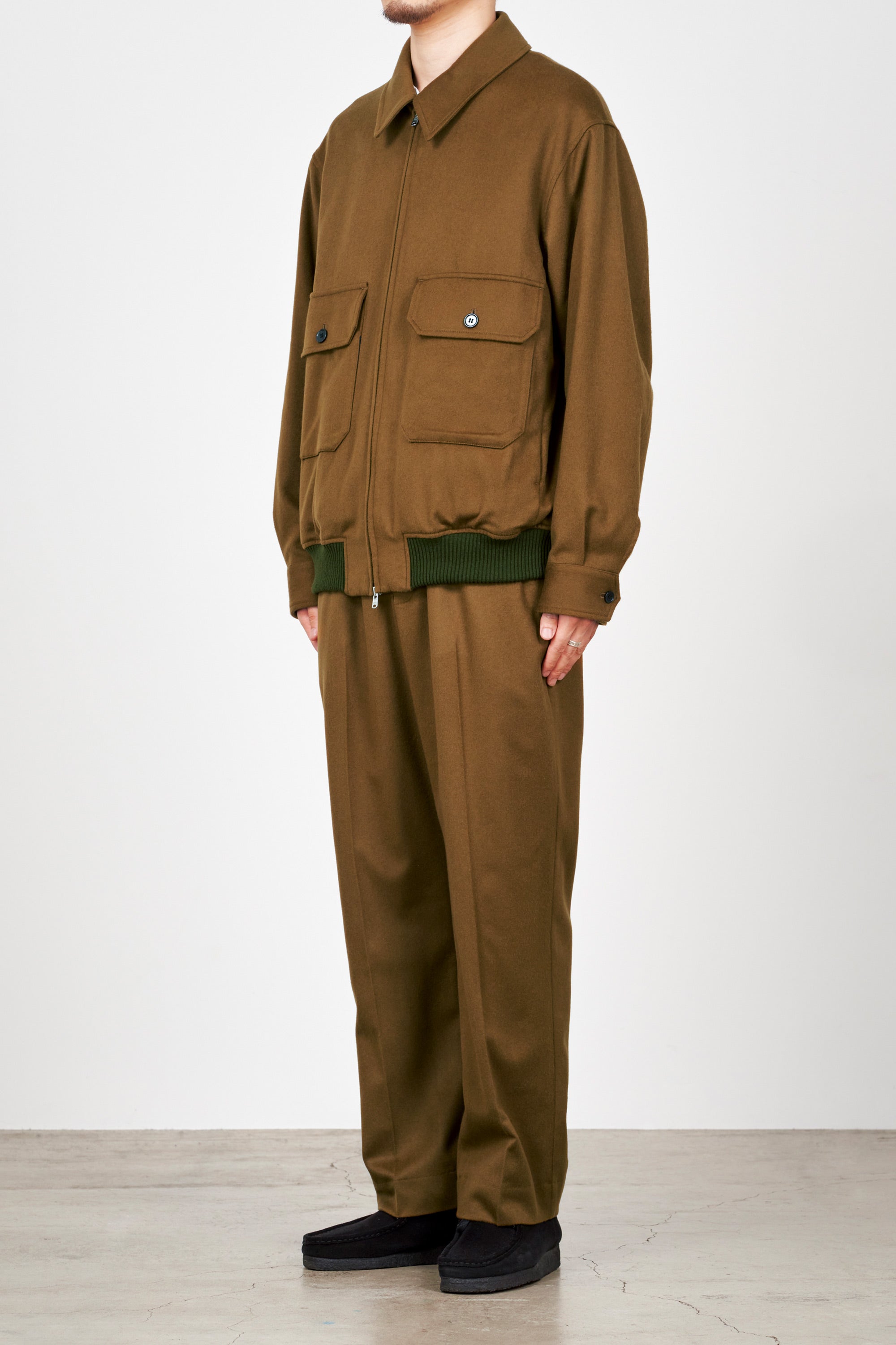 CASHMERE FLANNEL CASHMERE WORK JACKET, Brown Khaki