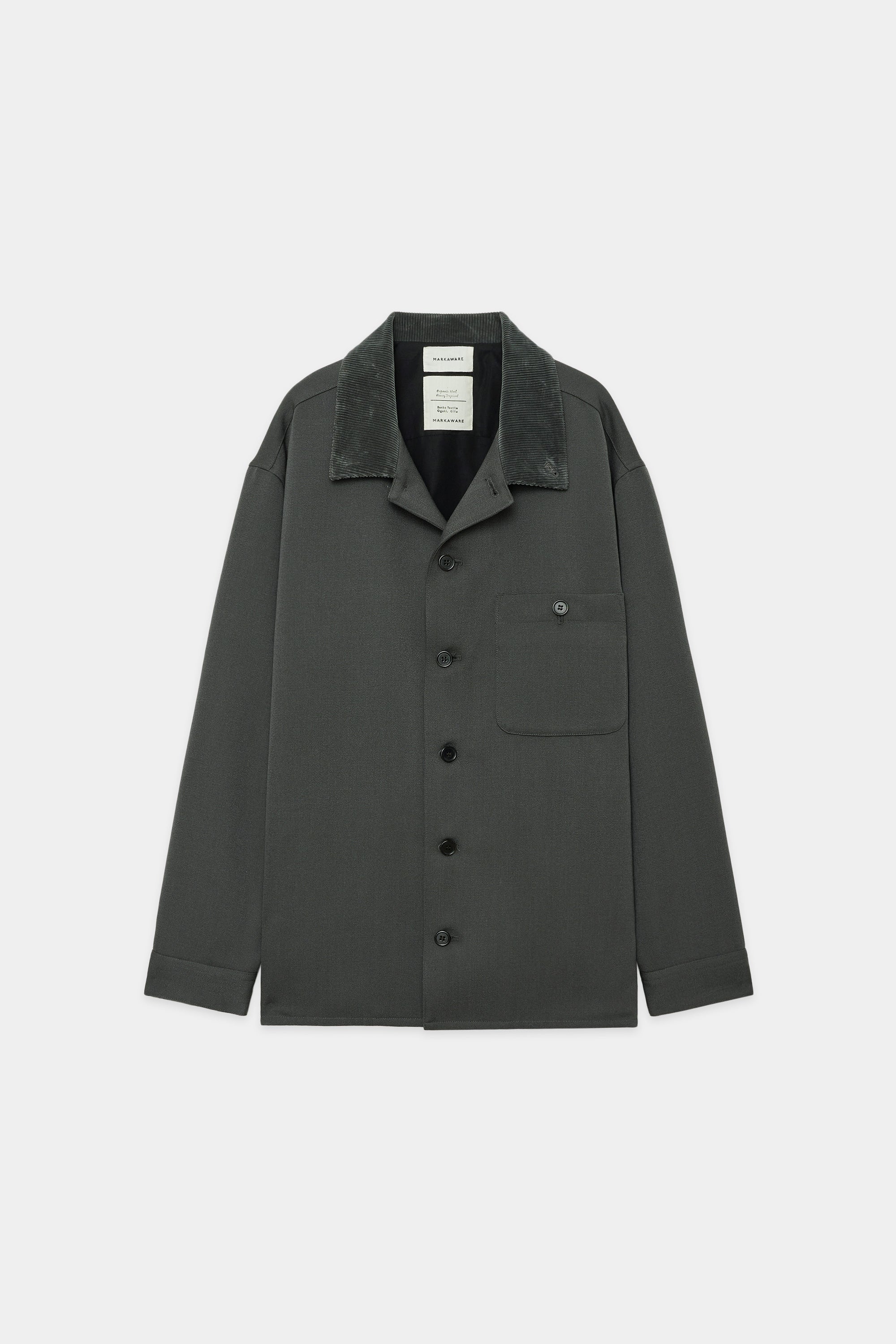 ORGANIC WOOL TAXEED CLOTH WOODSMAN SHIRT, Blue Gray