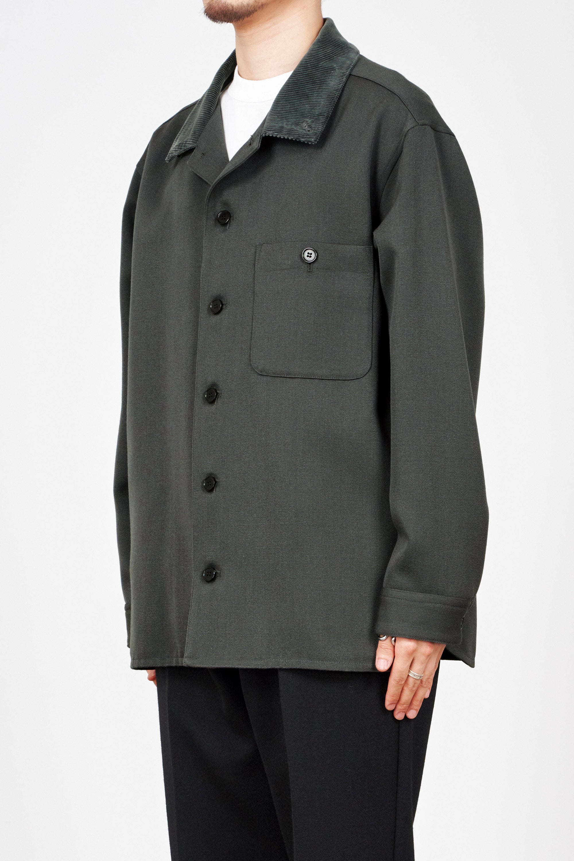 ORGANIC WOOL TAXEED CLOTH WOODSMAN SHIRT, Blue Gray