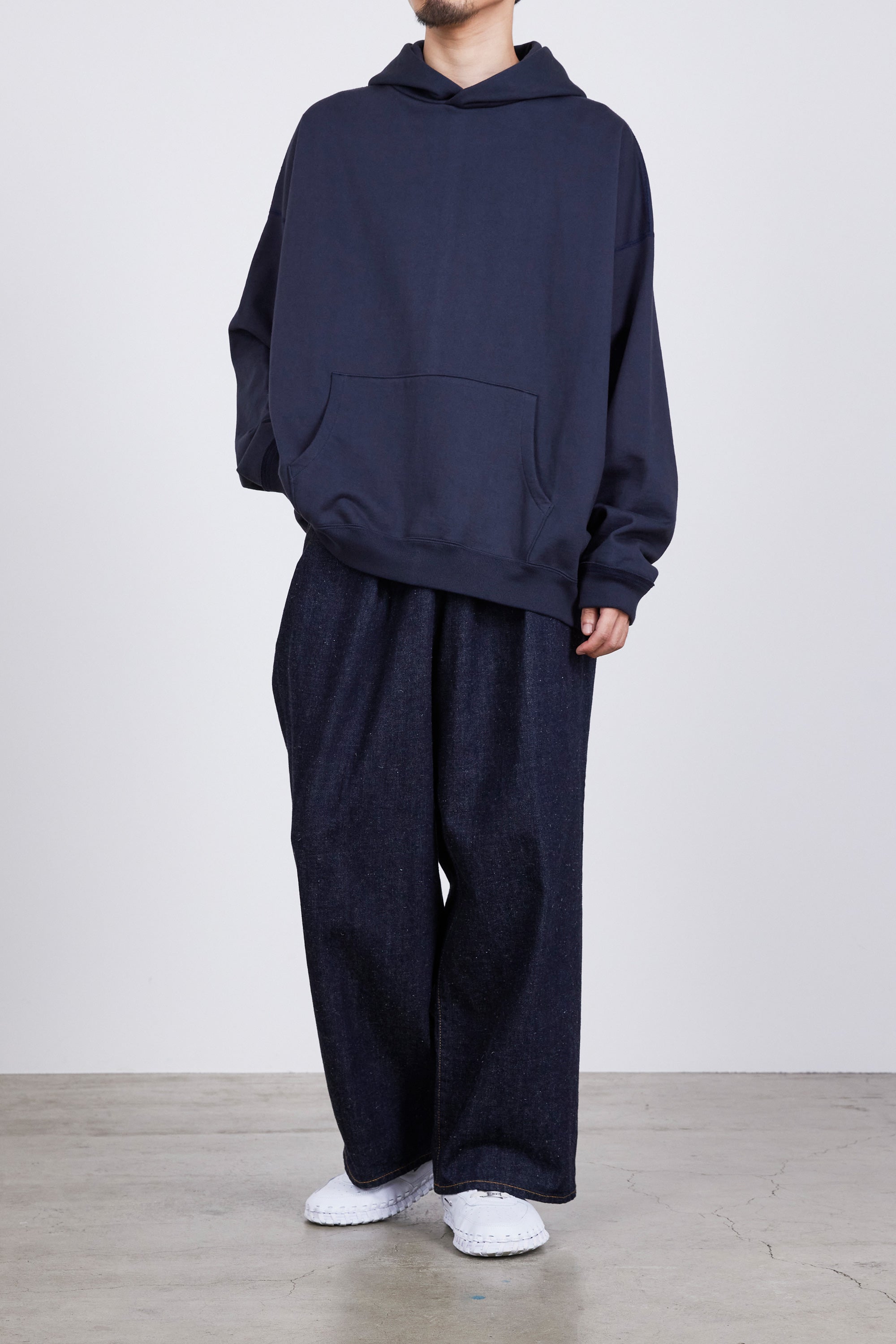 ORGANIC COTTON HEAVY FLEECE HUGE PARKA, Navy