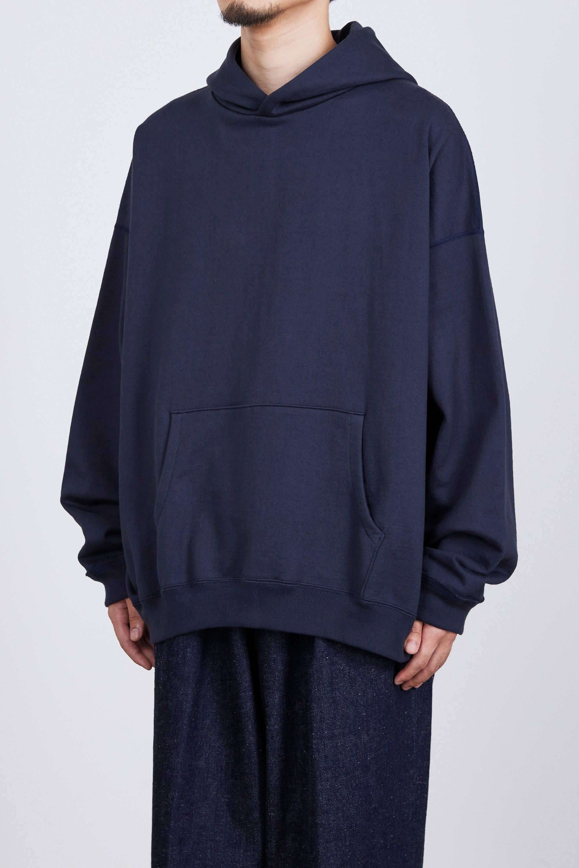 ORGANIC COTTON HEAVY FLEECE HUGE PARKA, Navy