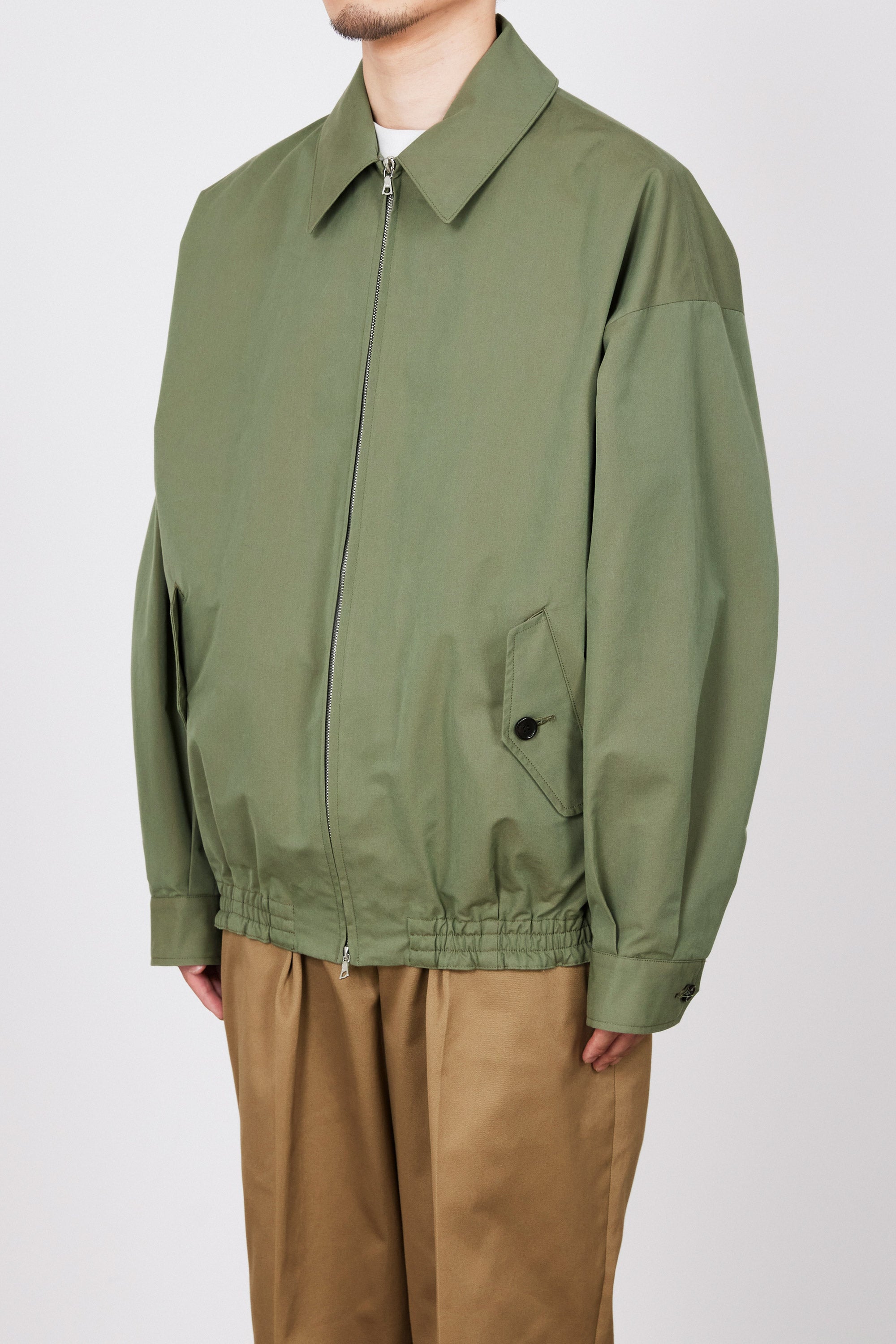 ORGANIC COTTON LIGHT ALL WEATHER CLOTH WIDE SPORTS JACKET, Moss Green