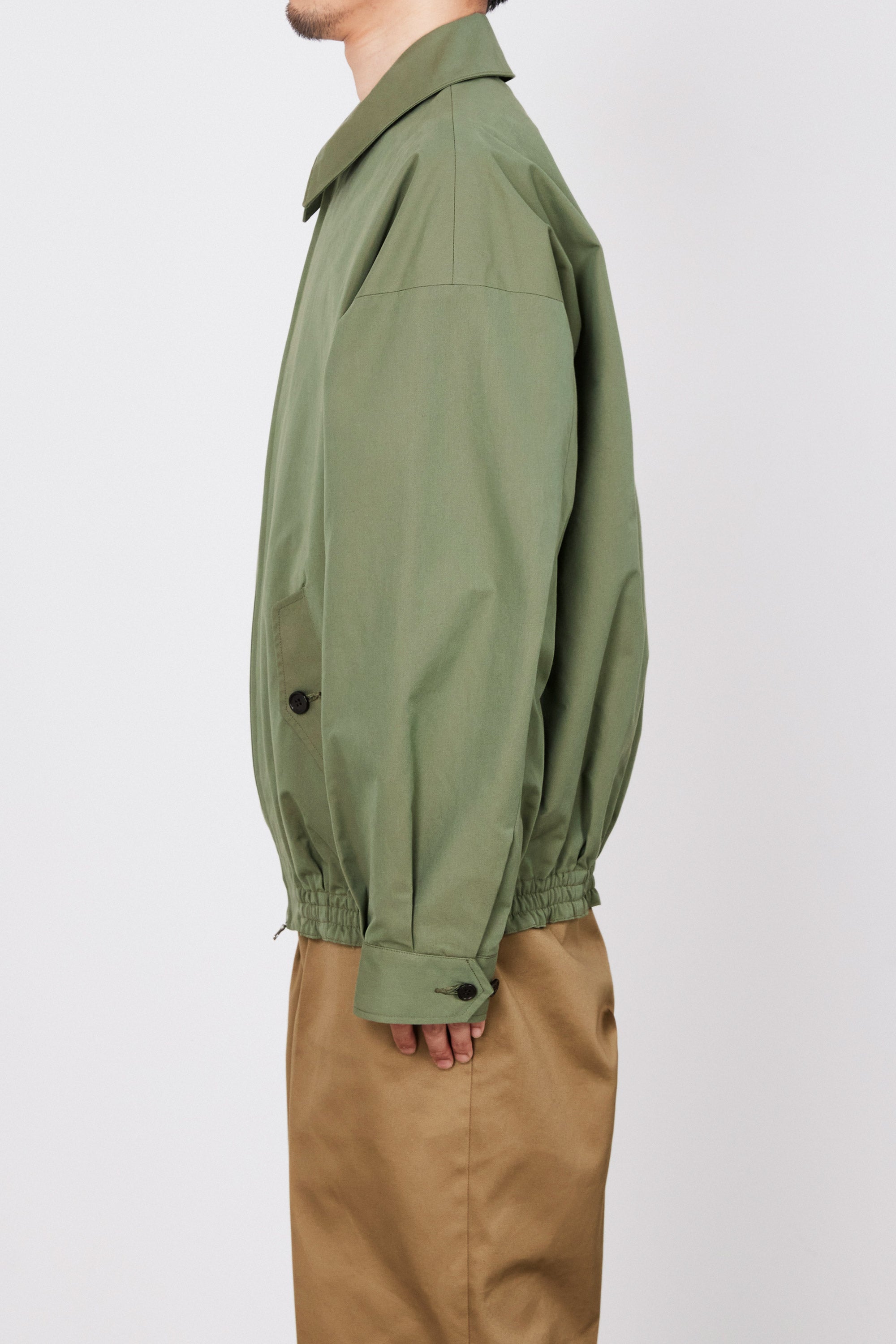 ORGANIC COTTON LIGHT ALL WEATHER CLOTH WIDE SPORTS JACKET, Moss Green