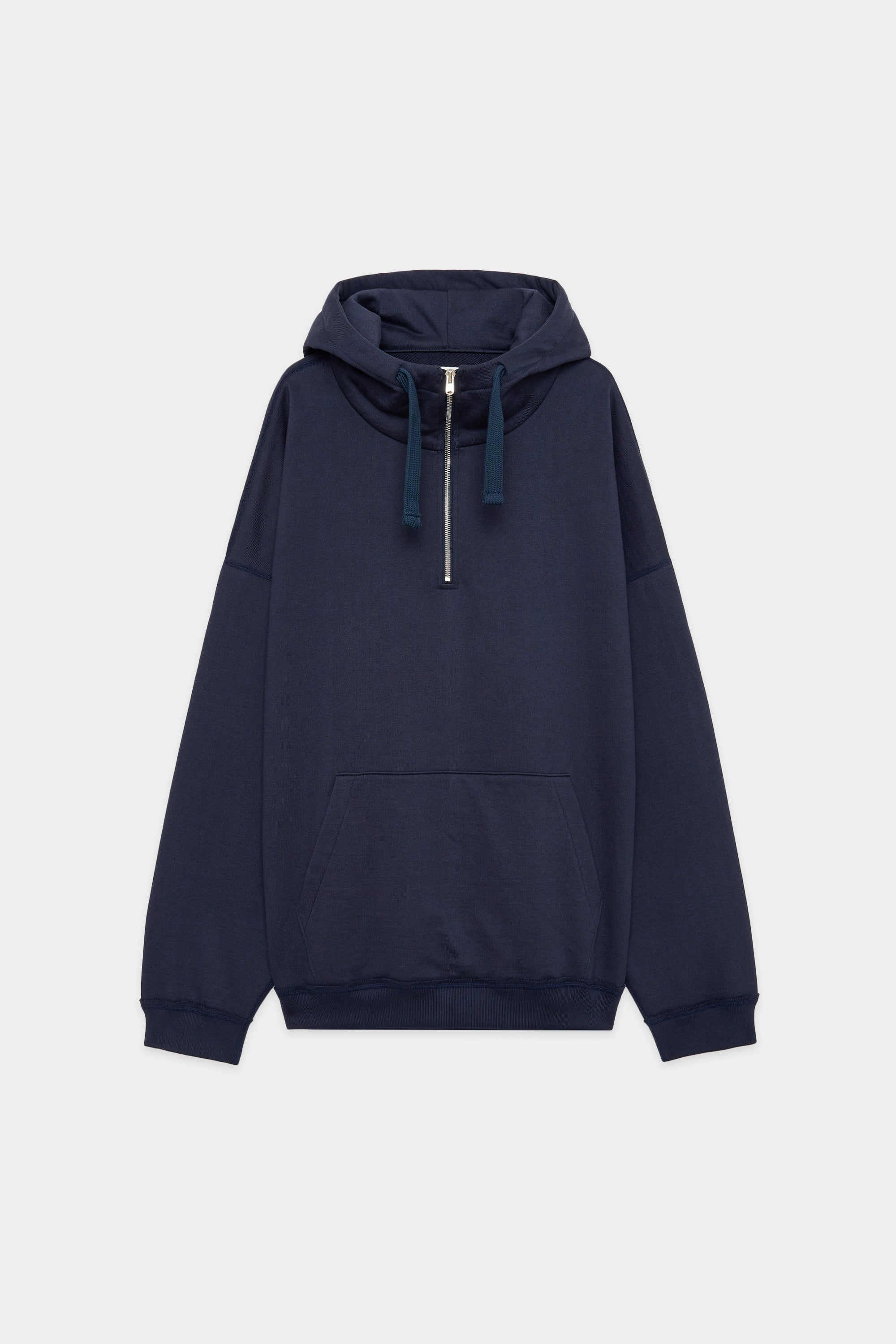 ORGANIC COTTON HEAVY FLEECE QUATER ZIP PARKA, Navy