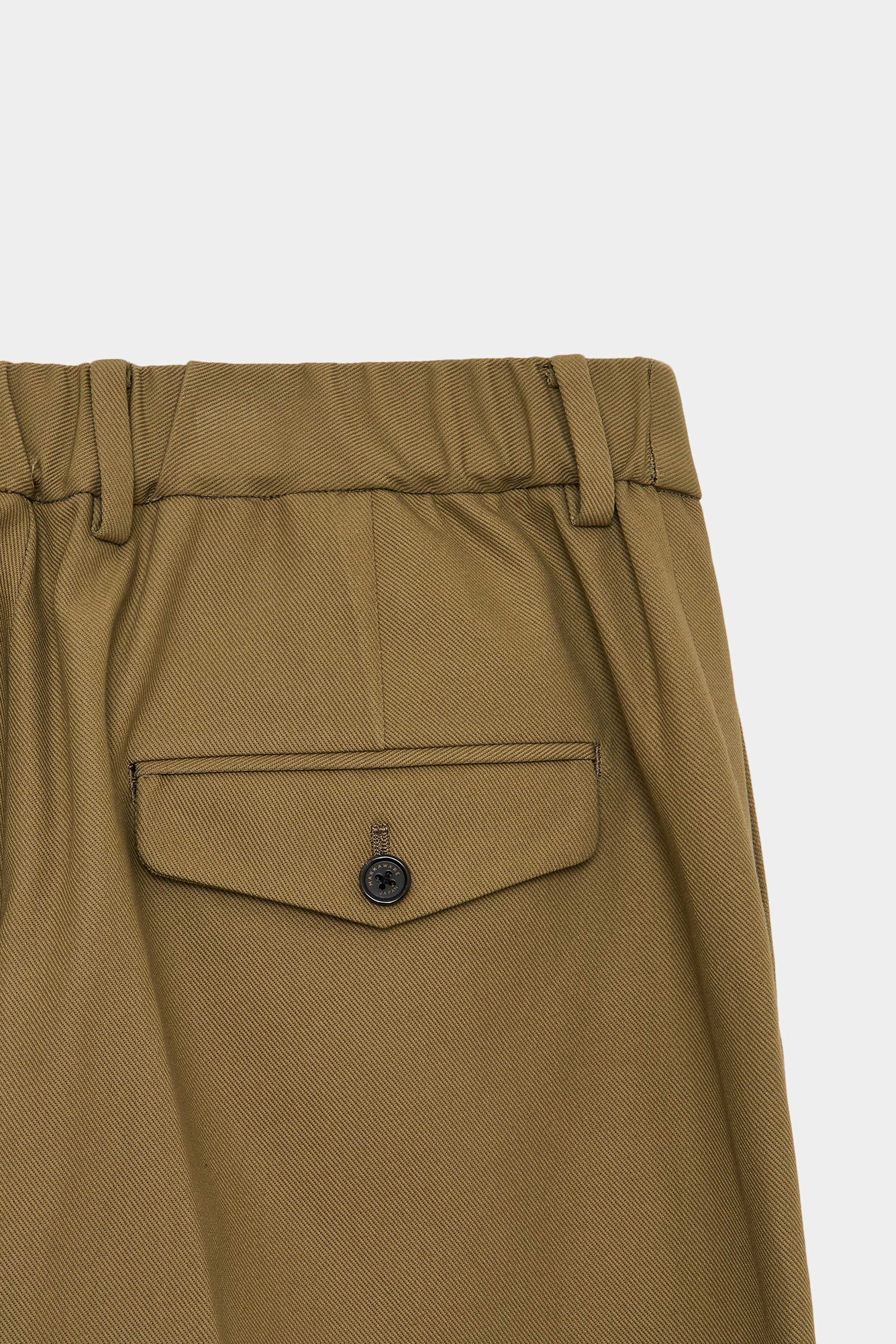 ORGANIC COTTON SURVIVAL CLOTH FLAT FRONT FLARED TROUSERS, Beige