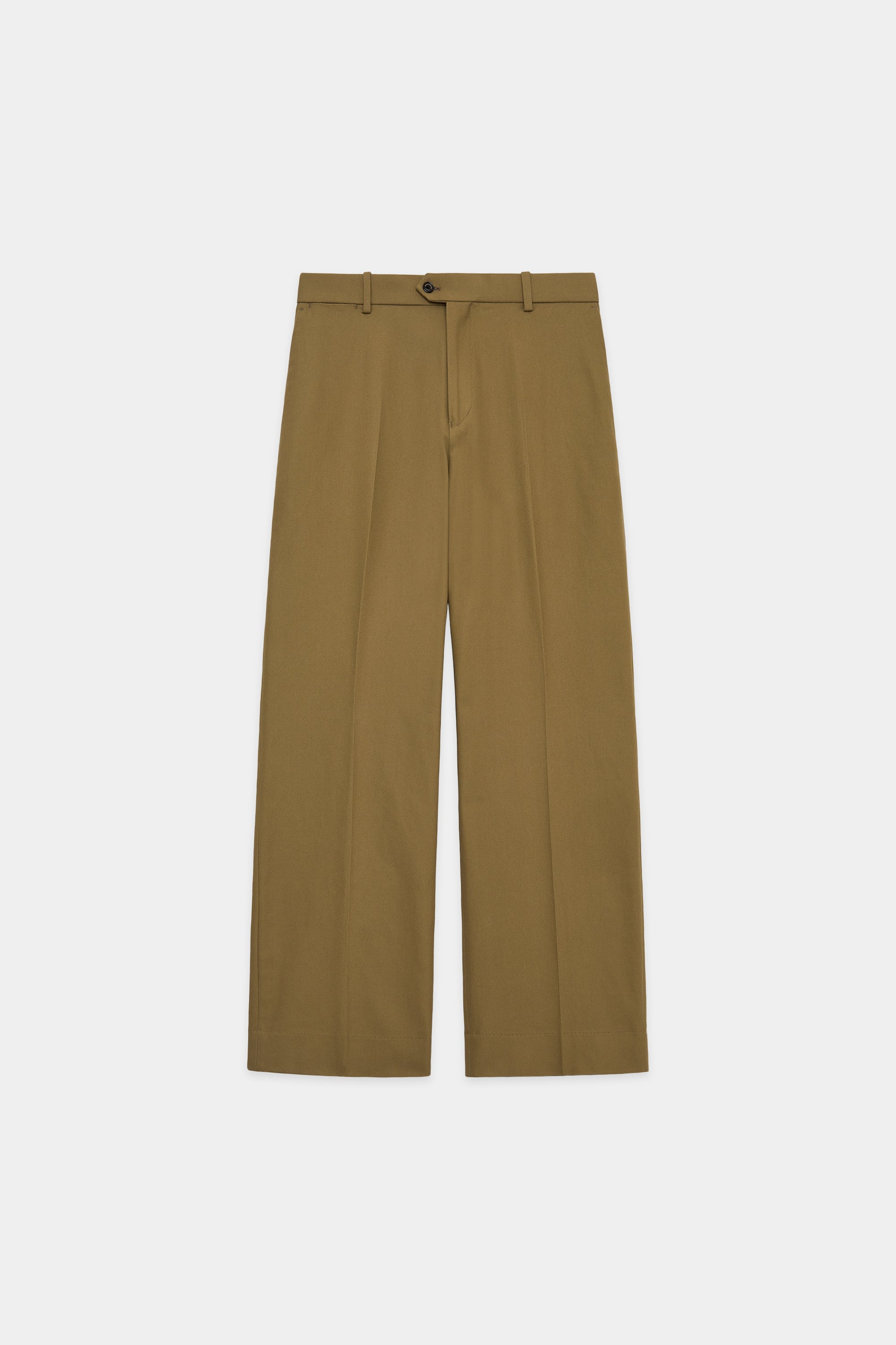 ORGANIC COTTON SURVIVAL CLOTH FLAT FRONT FLARED TROUSERS, Beige