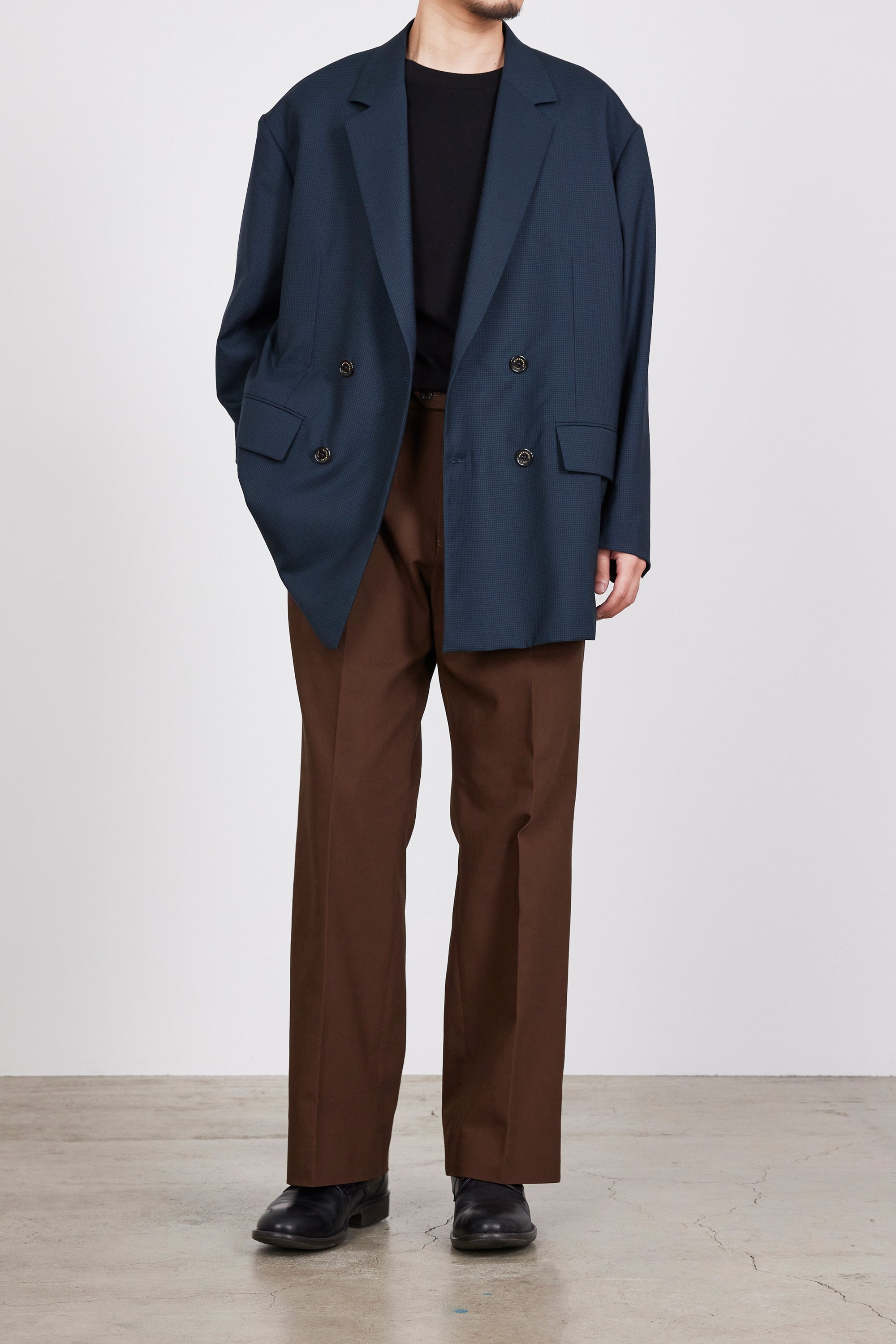 ORGANIC COTTON SURVIVAL CLOTH FLAT FRONT FLARED TROUSERS, Brown