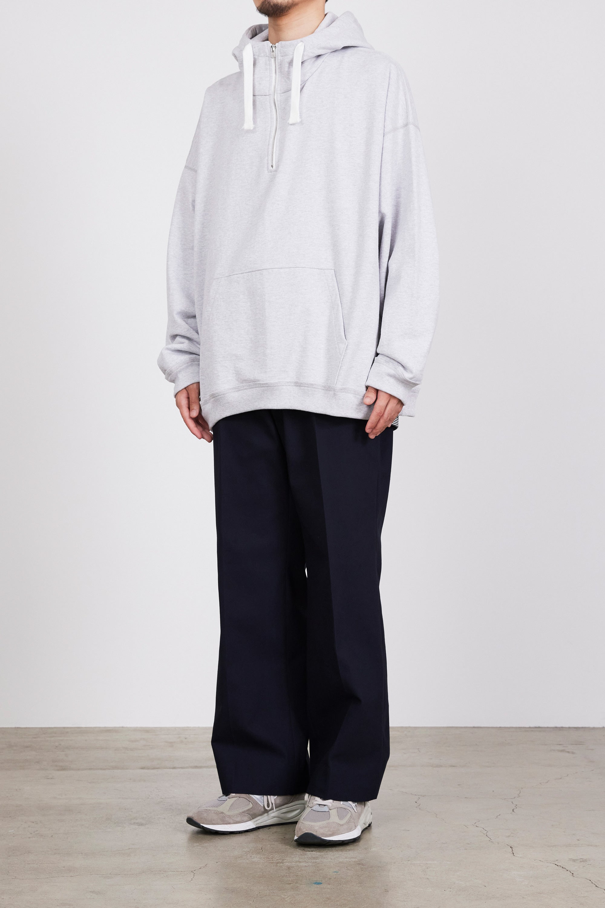 ORGANIC COTTON SURVIVAL CLOTH FLAT FRONT FLARED TROUSERS, Navy