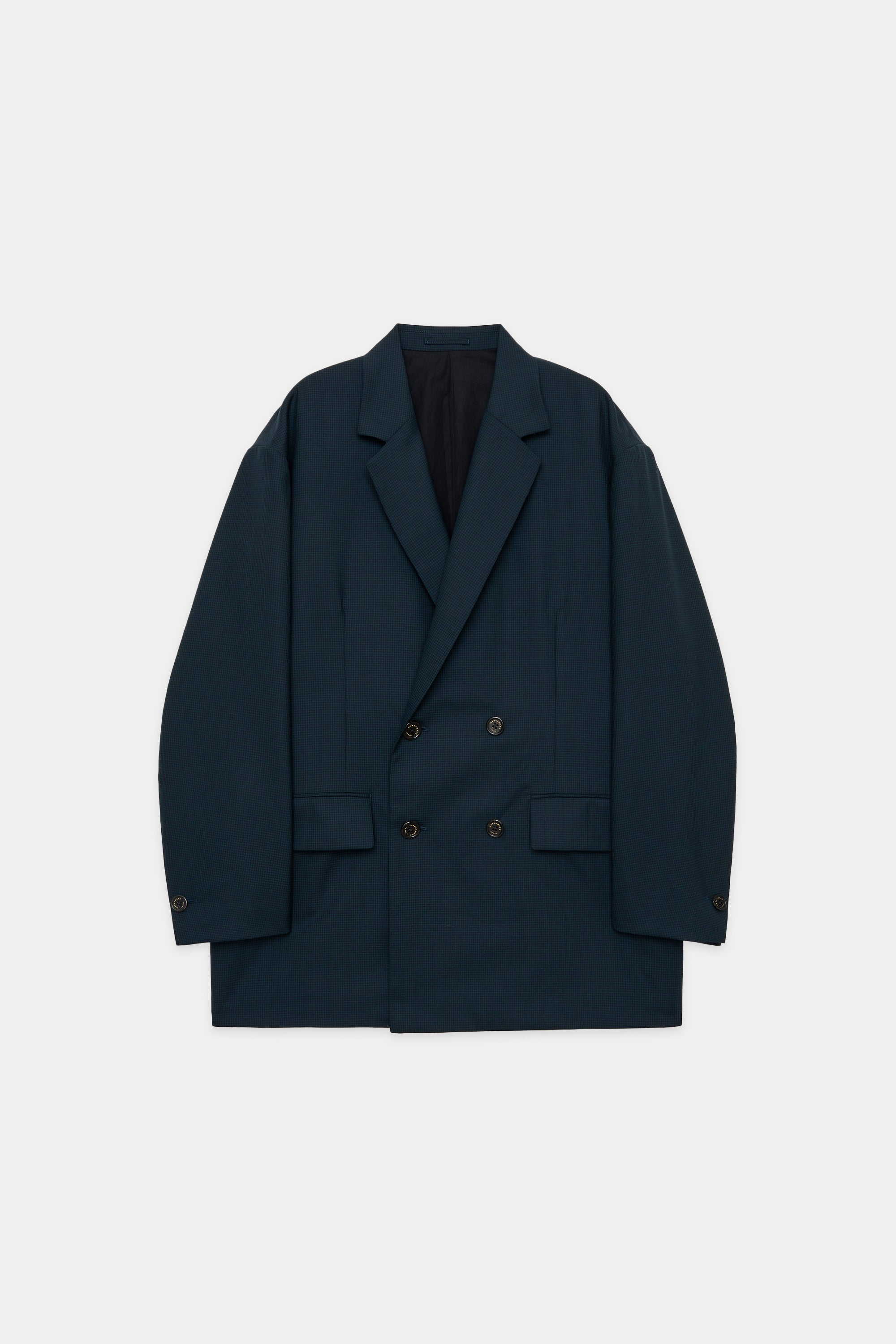 ORGANIC WOOL TROPICAL COMFORT W-BREASTED BLAZER, Olive Check