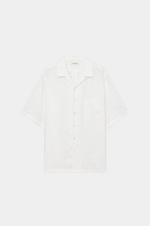 ヘンプ細布 / オープンカラーワイドシャツ S/S, White