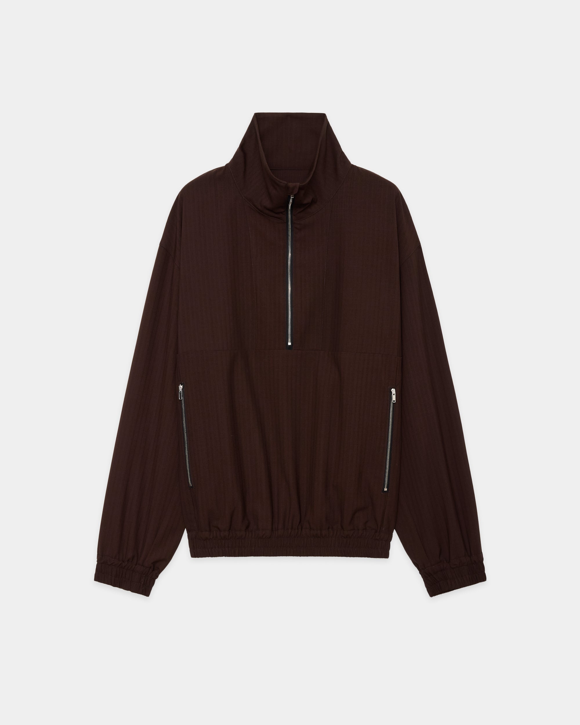 2/60 WOOL RIPSTOP HALF ZIP TRACK JACKET, Olive Drab