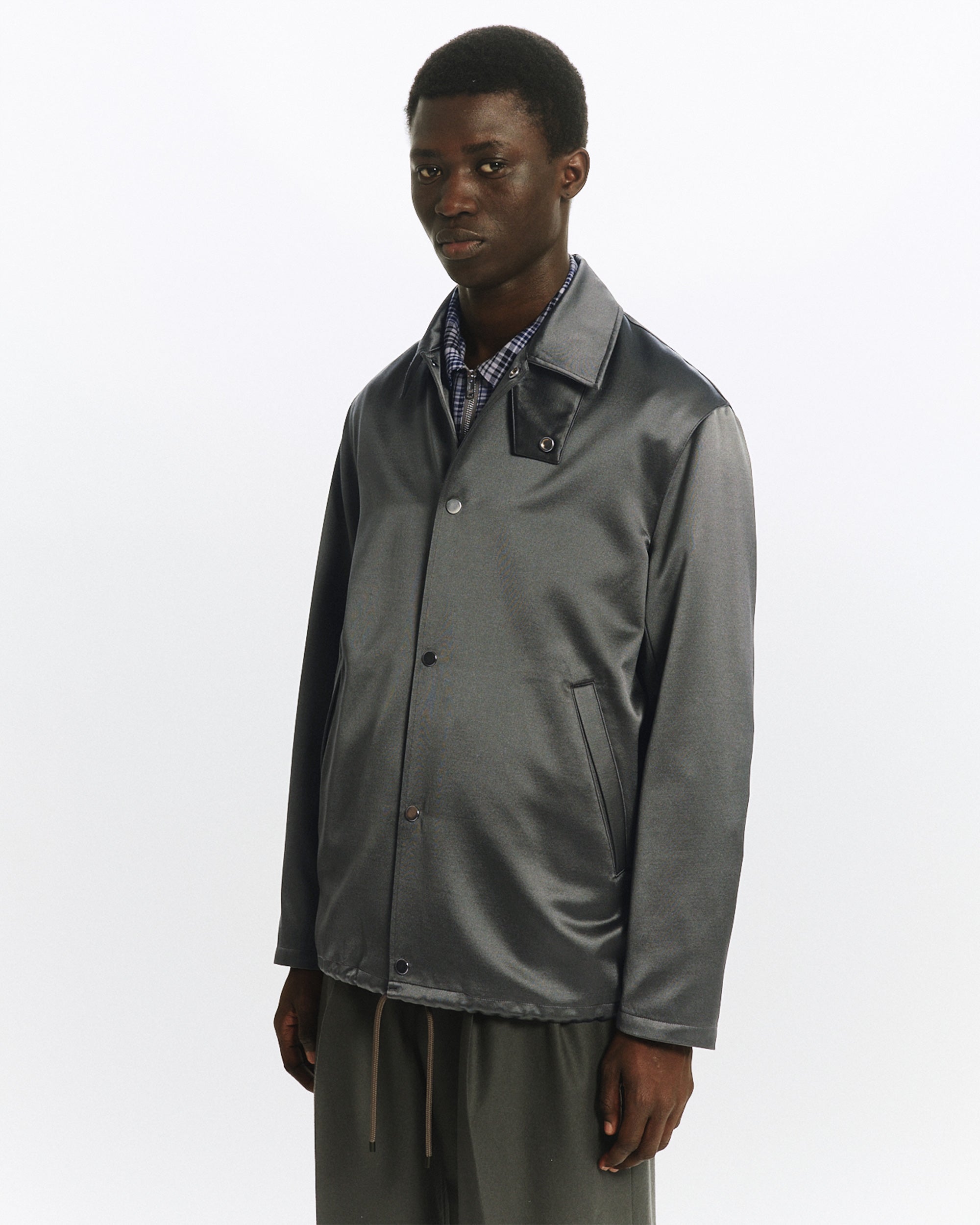 ブラタクシルク×カシミヤサテン / コーチジャケットII, Sage Green