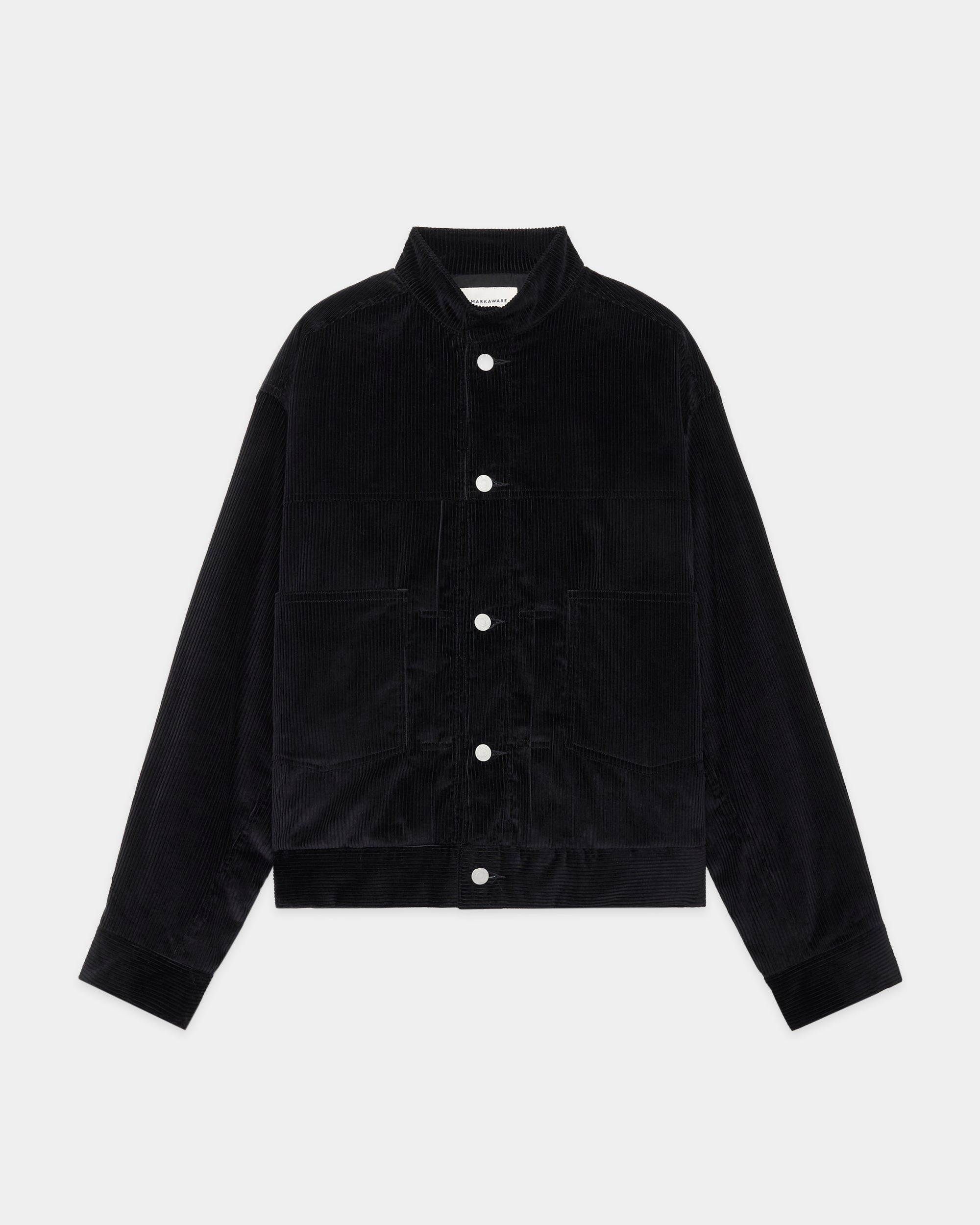 オーガニックコットン 6W コーデュロイ / パフドマンダリンカラーワークジャケット, Black