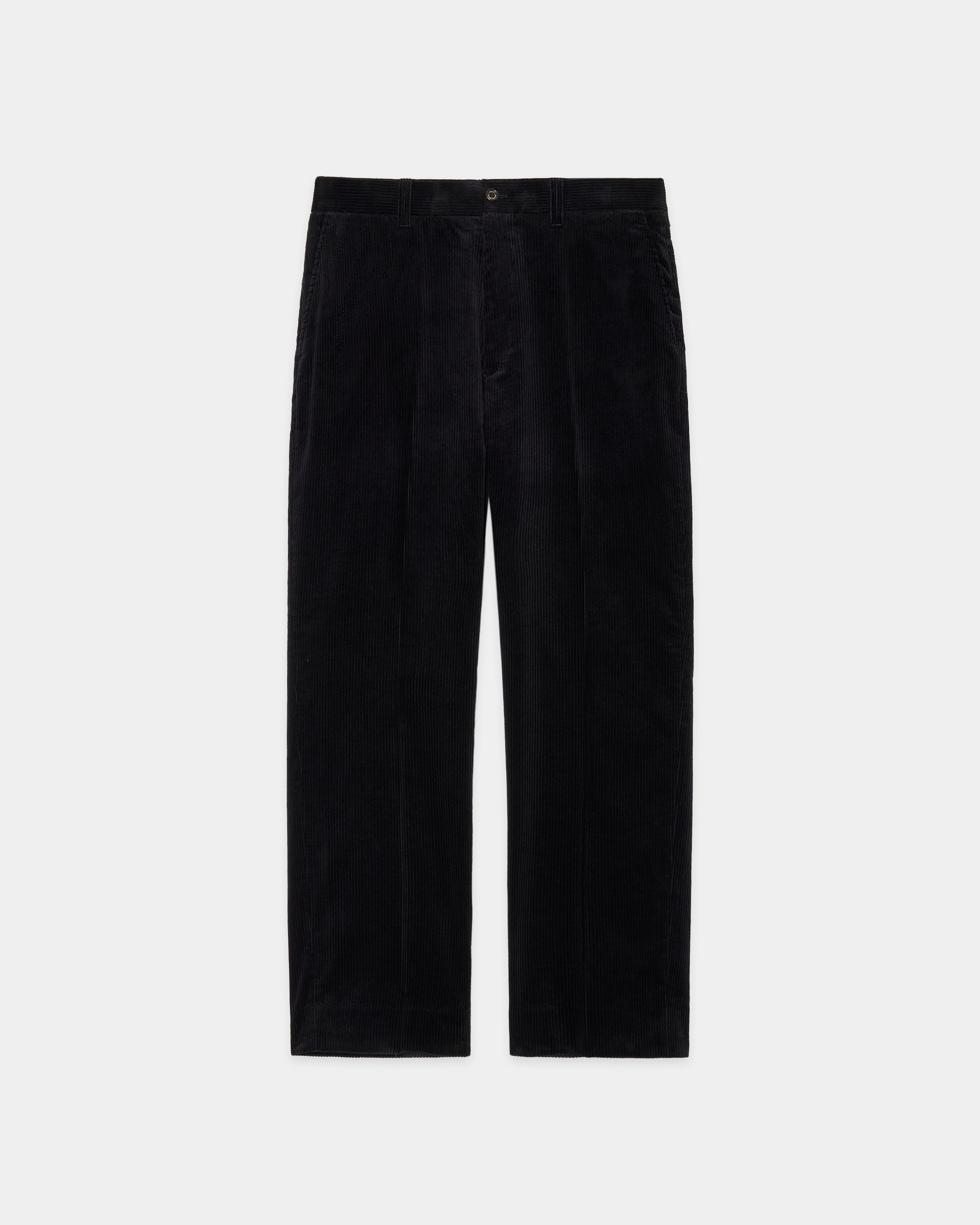 オーガニックコットン 6W コーデュロイ / フラットテーパードチノトラウザーズ, Black